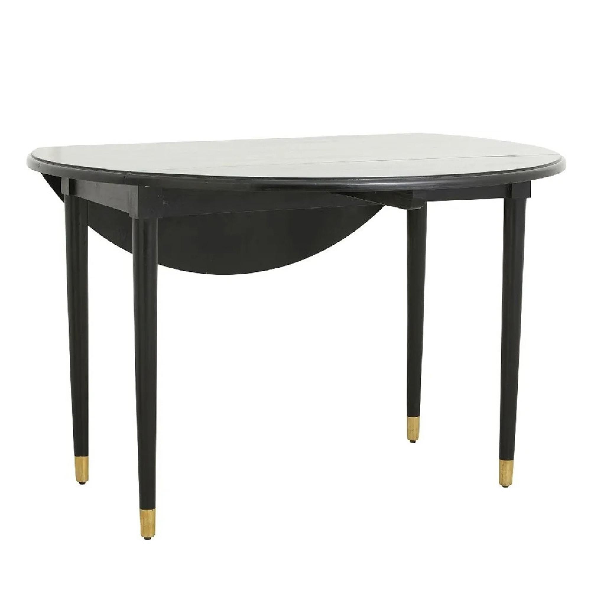 AHR Dining Table - 6 Seater - 119cm - Round - Drop Leaf - Black - Mango Wood