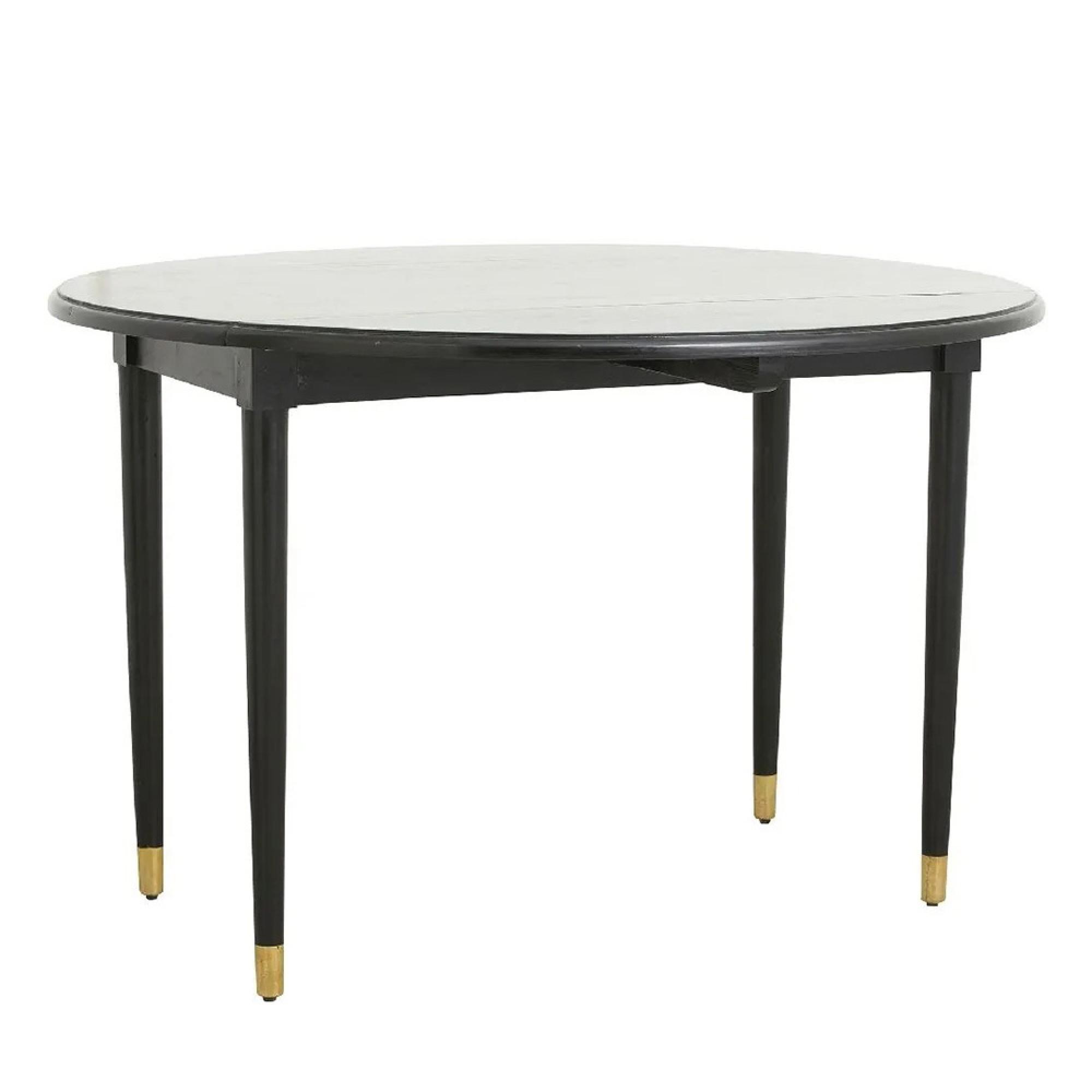 AHR Dining Table - 6 Seater - 119cm - Round - Drop Leaf - Black - Mango Wood