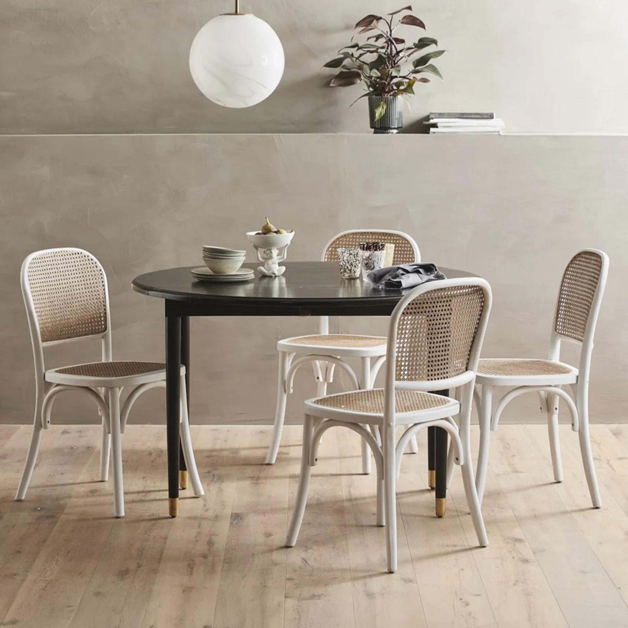 AHR Dining Table - 6 Seater - 119cm - Round - Drop Leaf - Black - Mango Wood