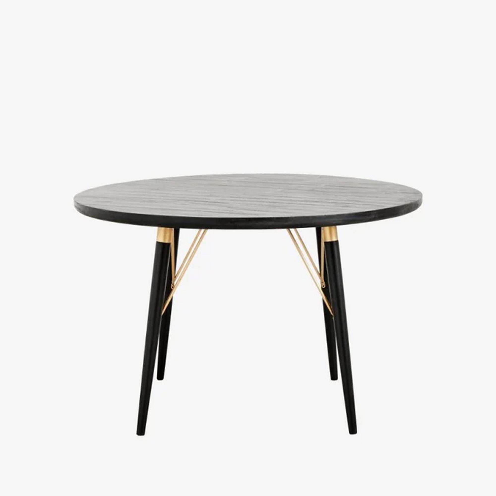 Dining Table - 4 Seater - 120cm - Round - Black & Gold