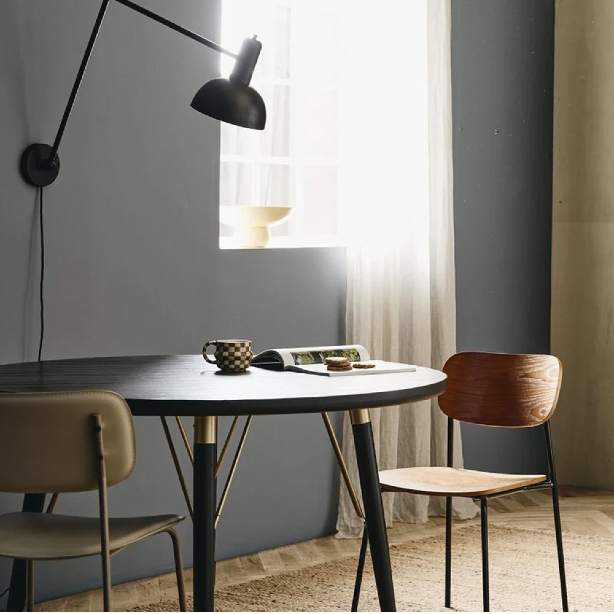 Dining Table - 4 Seater - 120cm - Round - Black & Gold