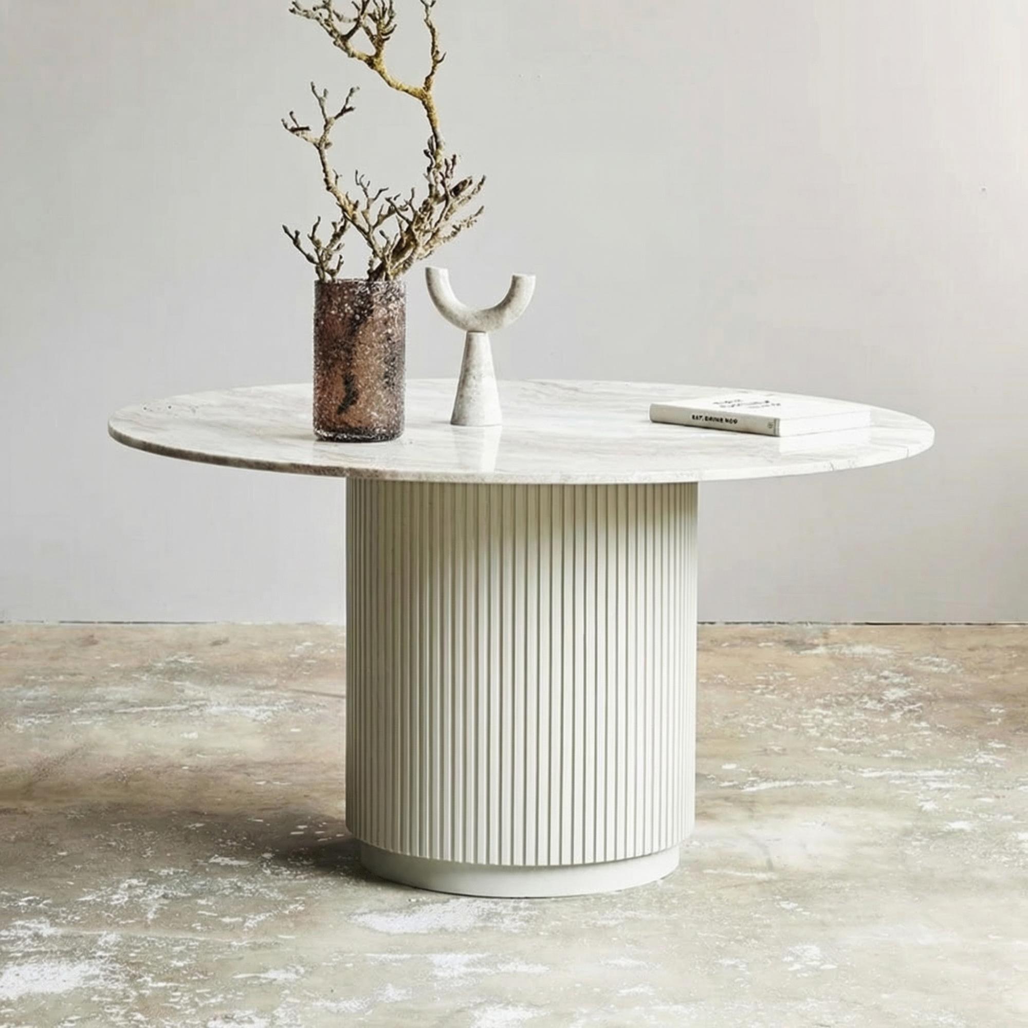 Erie Ivory Marble 4 Seater Round Dining Table