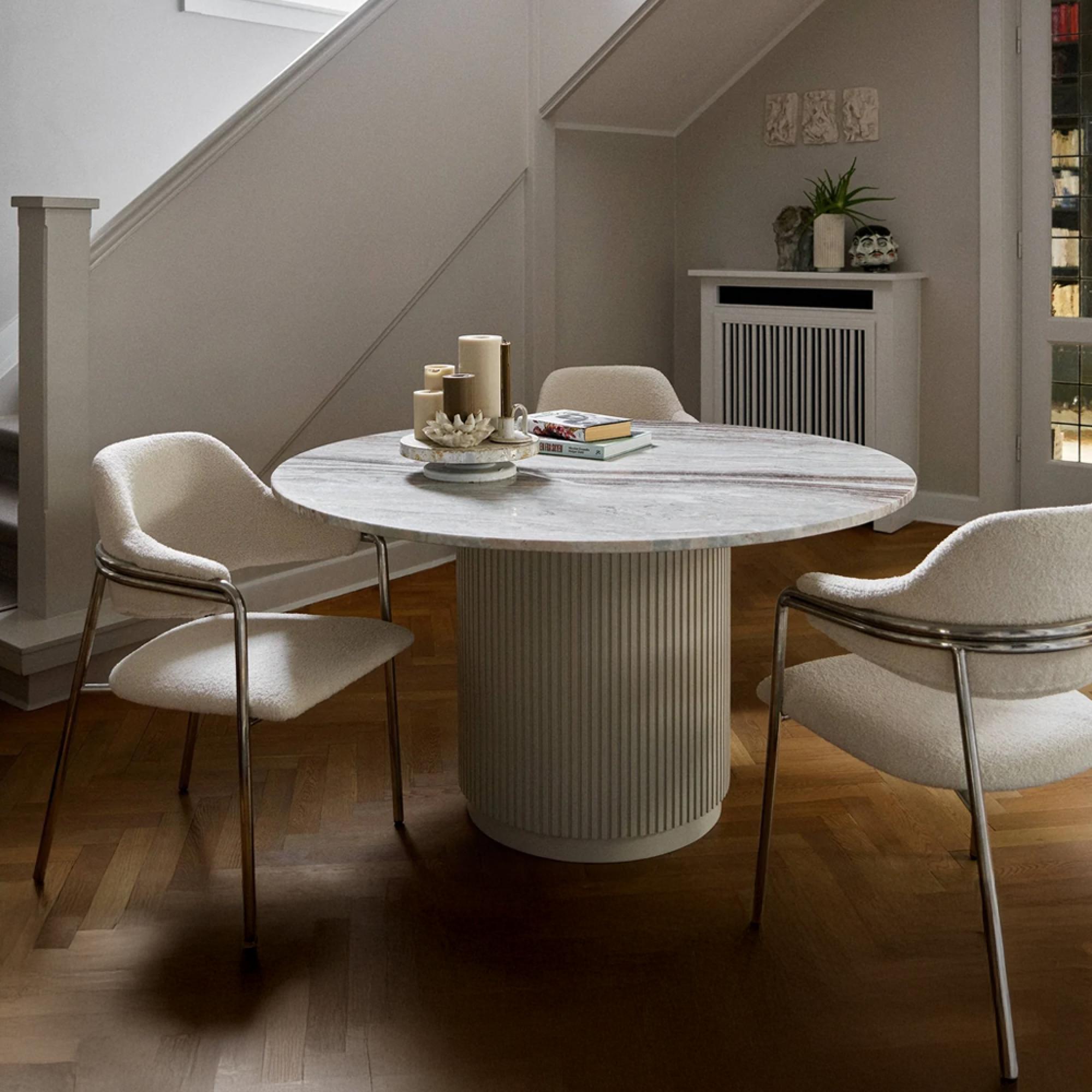 Erie Dining Table - 4 Seater - 140cm - Round - Ivory Marble