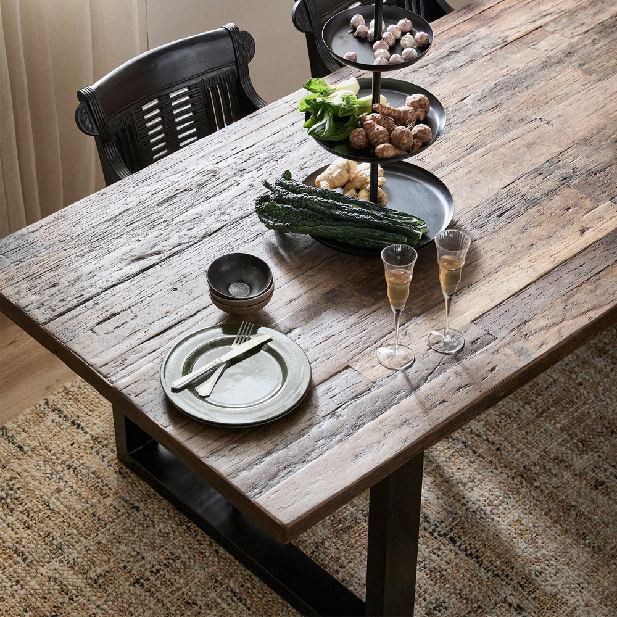 Vintage Dining Table - 8 Seater - 220cm - Recycled Wood and Metal