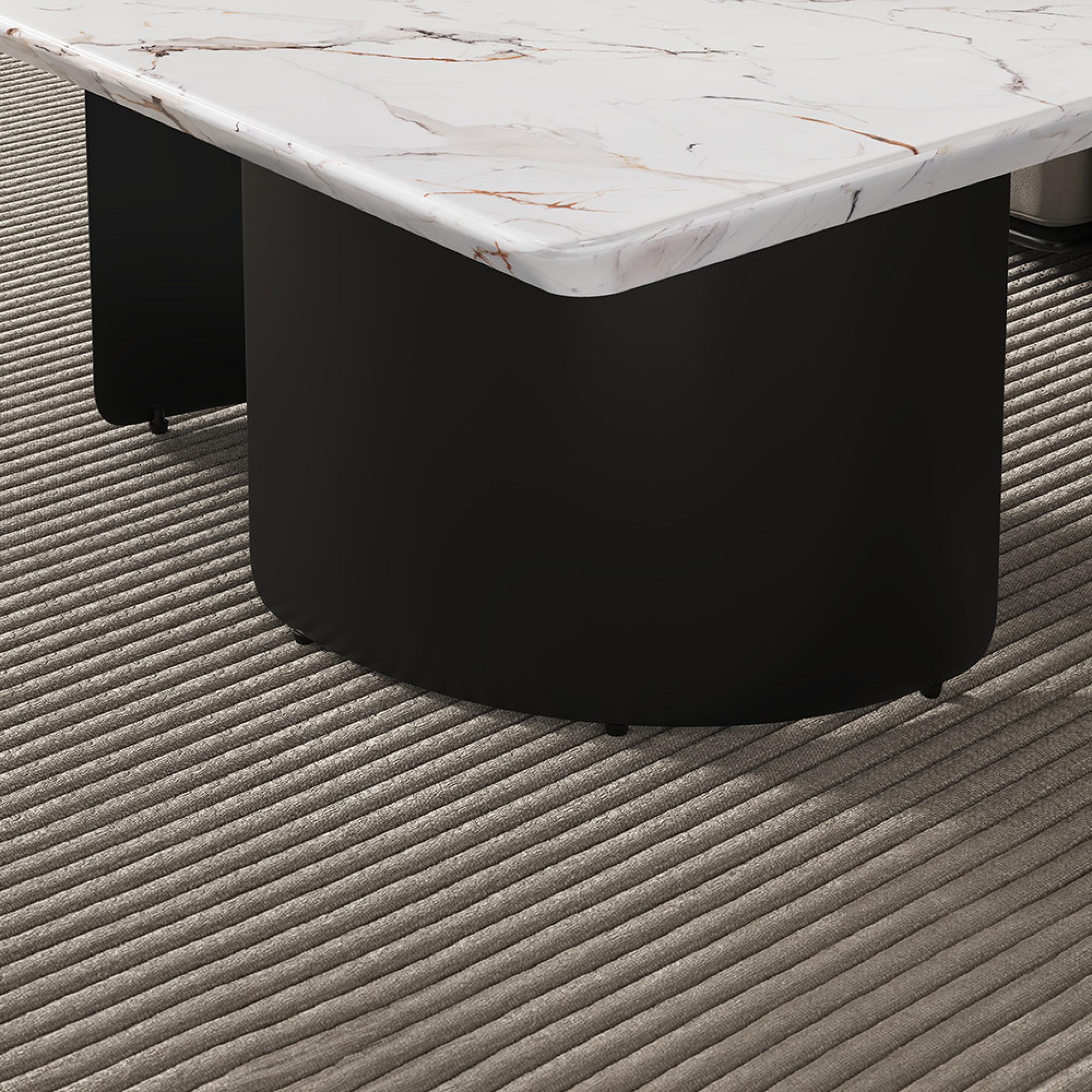 Lorea Dining Table - White Marble - Black Base - Sizes Available