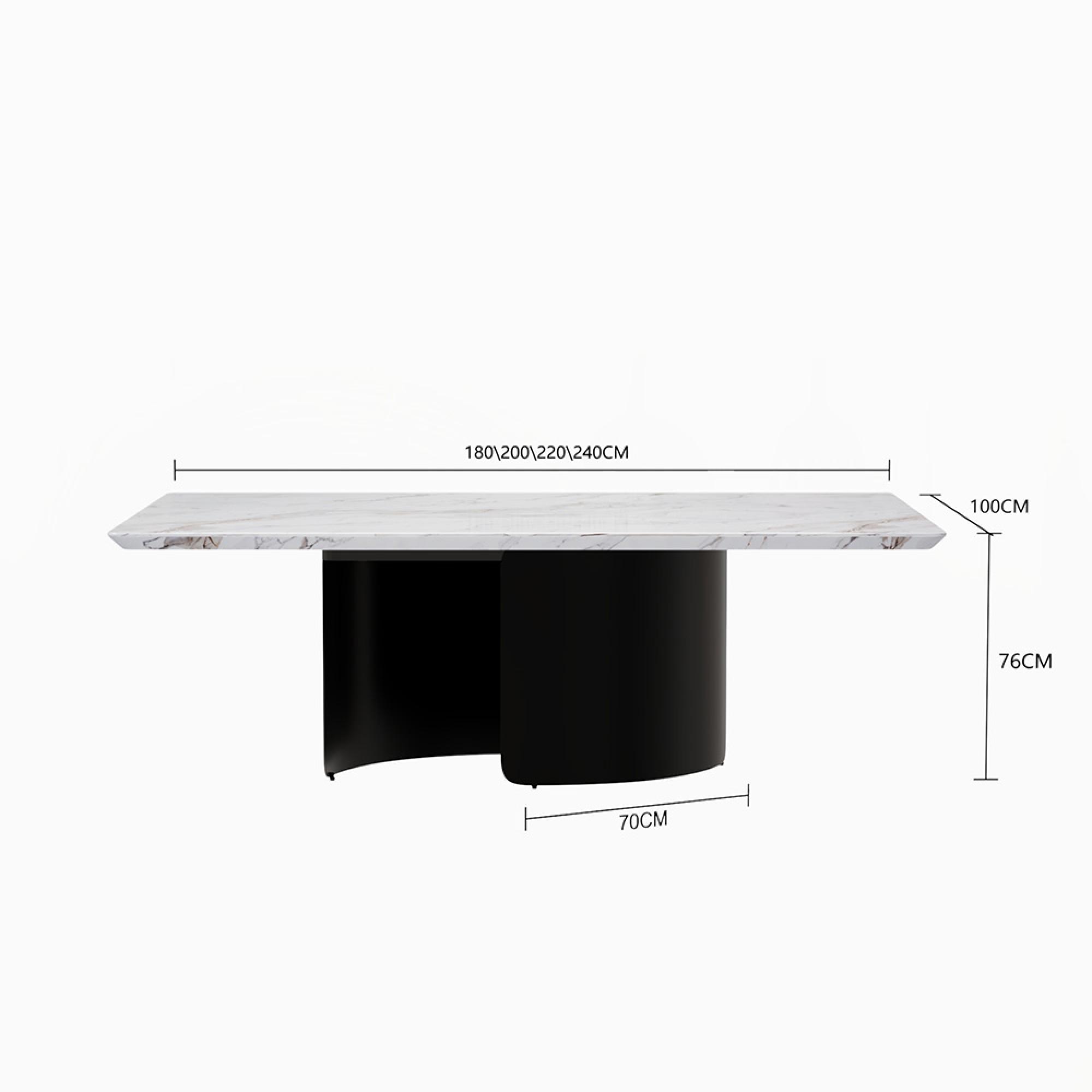 Lorea Dining Table - White Marble - Black Base - Sizes Available