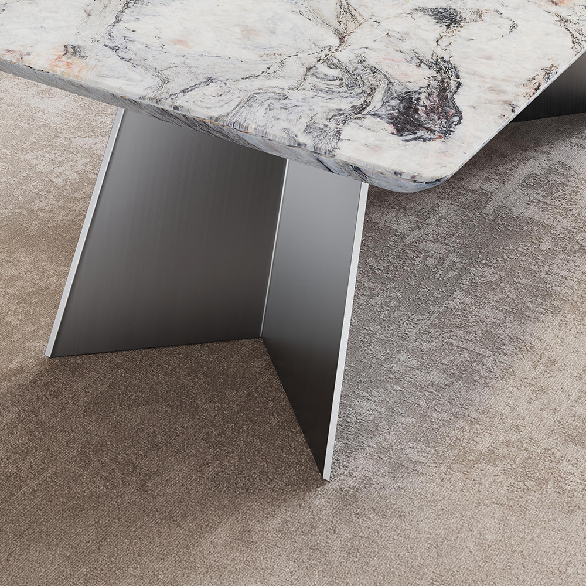 Taurus Dining Table - Beige Marble - Dark Grey Base - Sizes Available