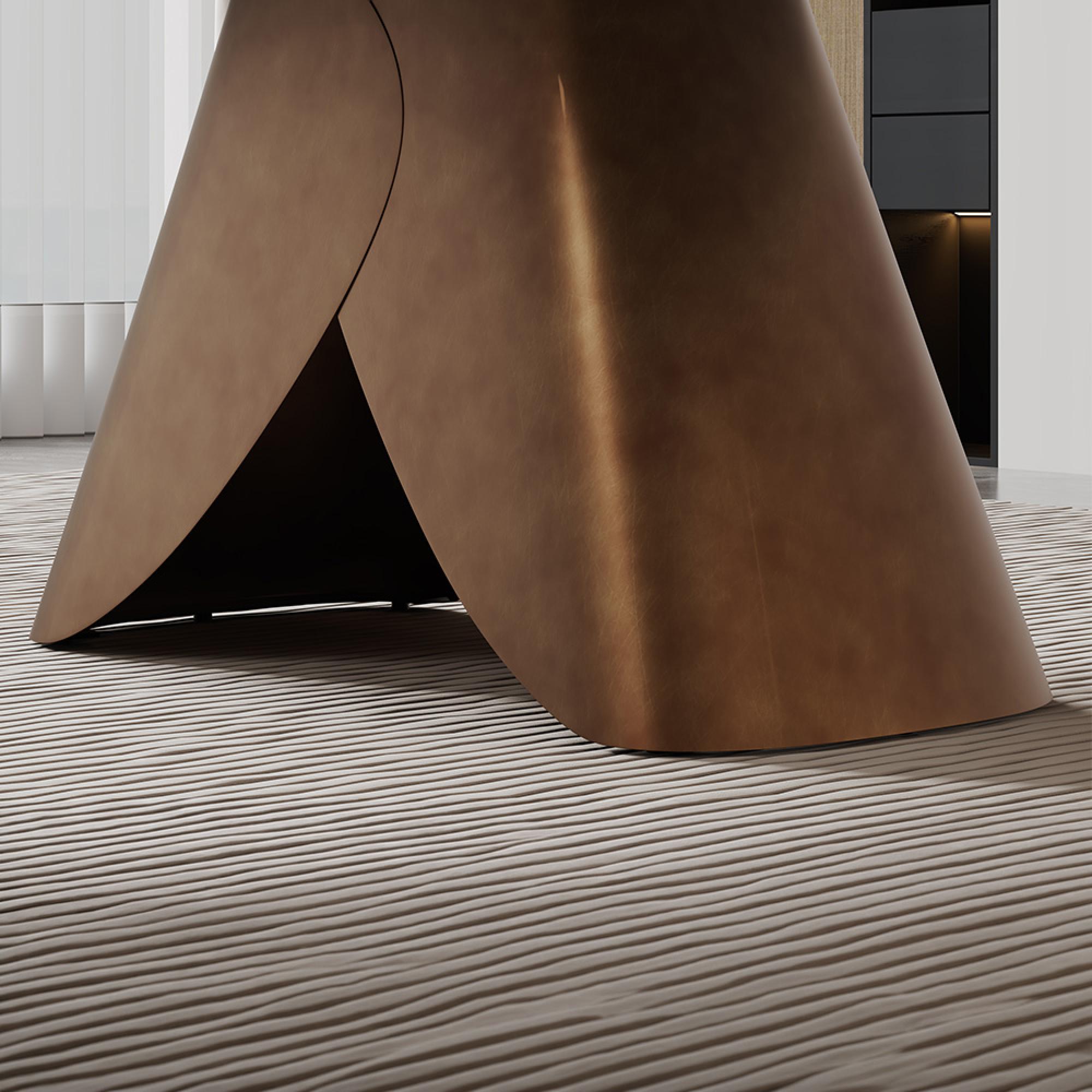 Enterprise Dining Table - Grey Marble - Brass Base - Sizes Available