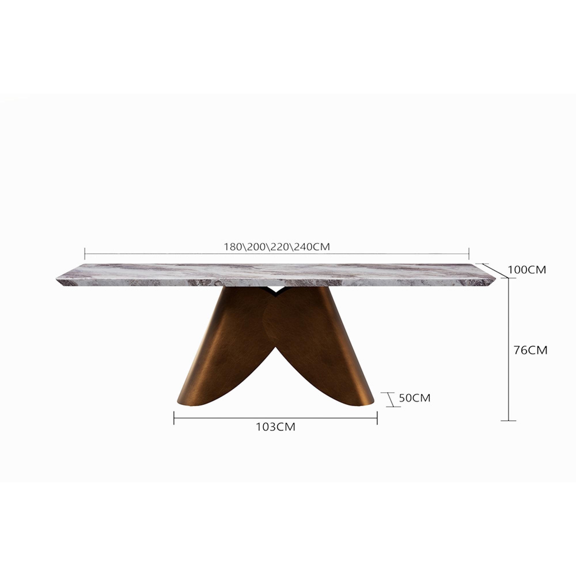 Enterprise Dining Table - Grey Marble - Brass Base - Sizes Available