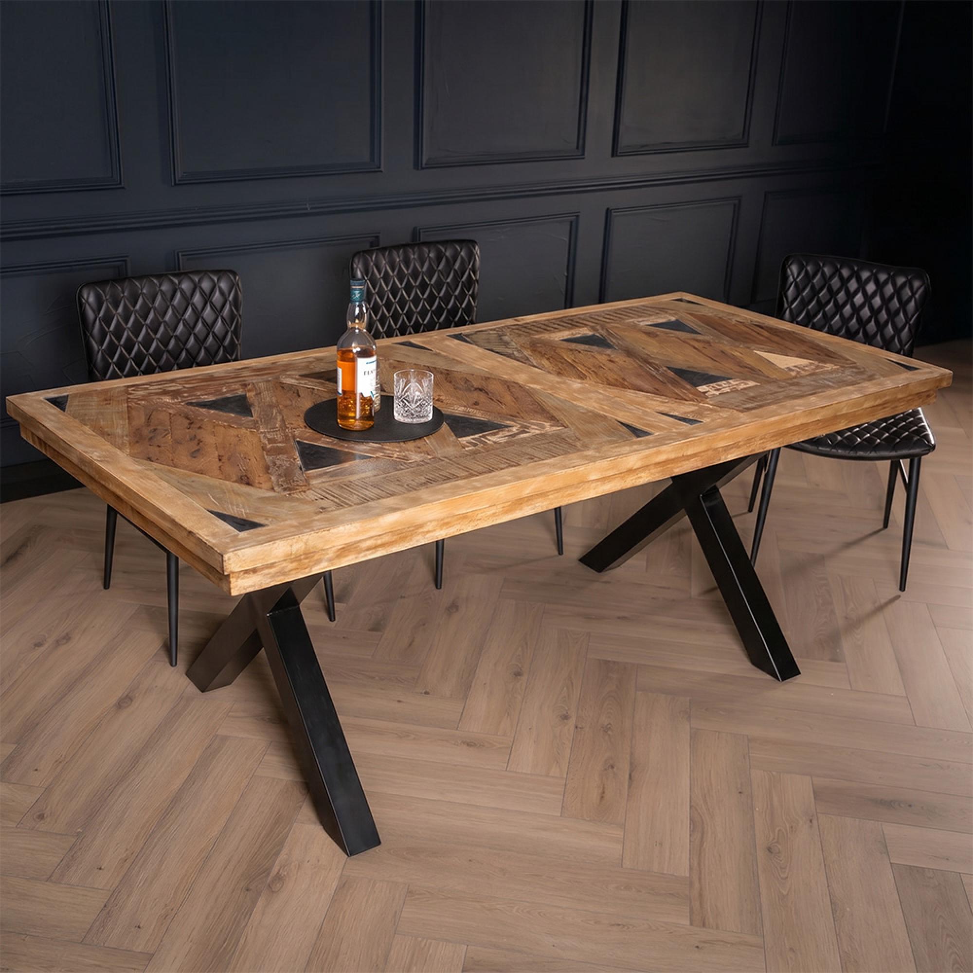 Juan Keruz Dining Table - 8 Seater - Cross Legs - Acacia Wood - Sizes Available