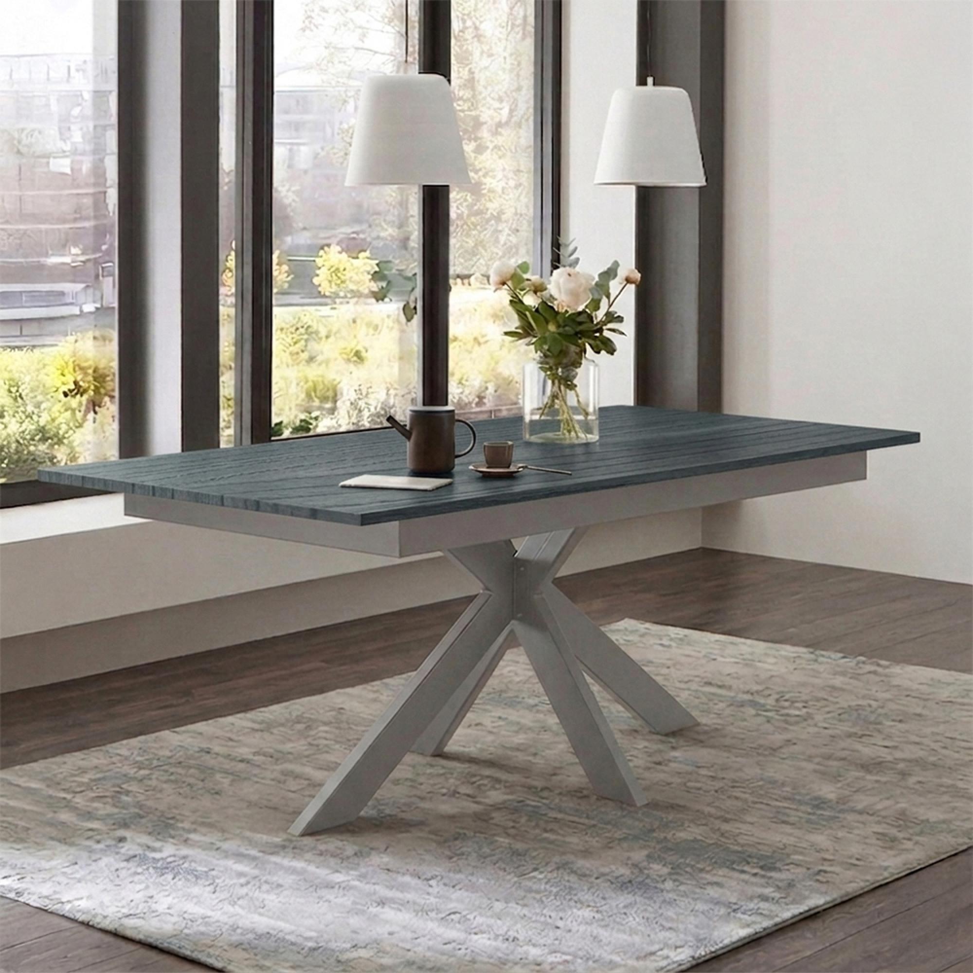 Boston Extending Dining Table - with Stainless Steel Spider Legs - Oiled Ash - Variation Available