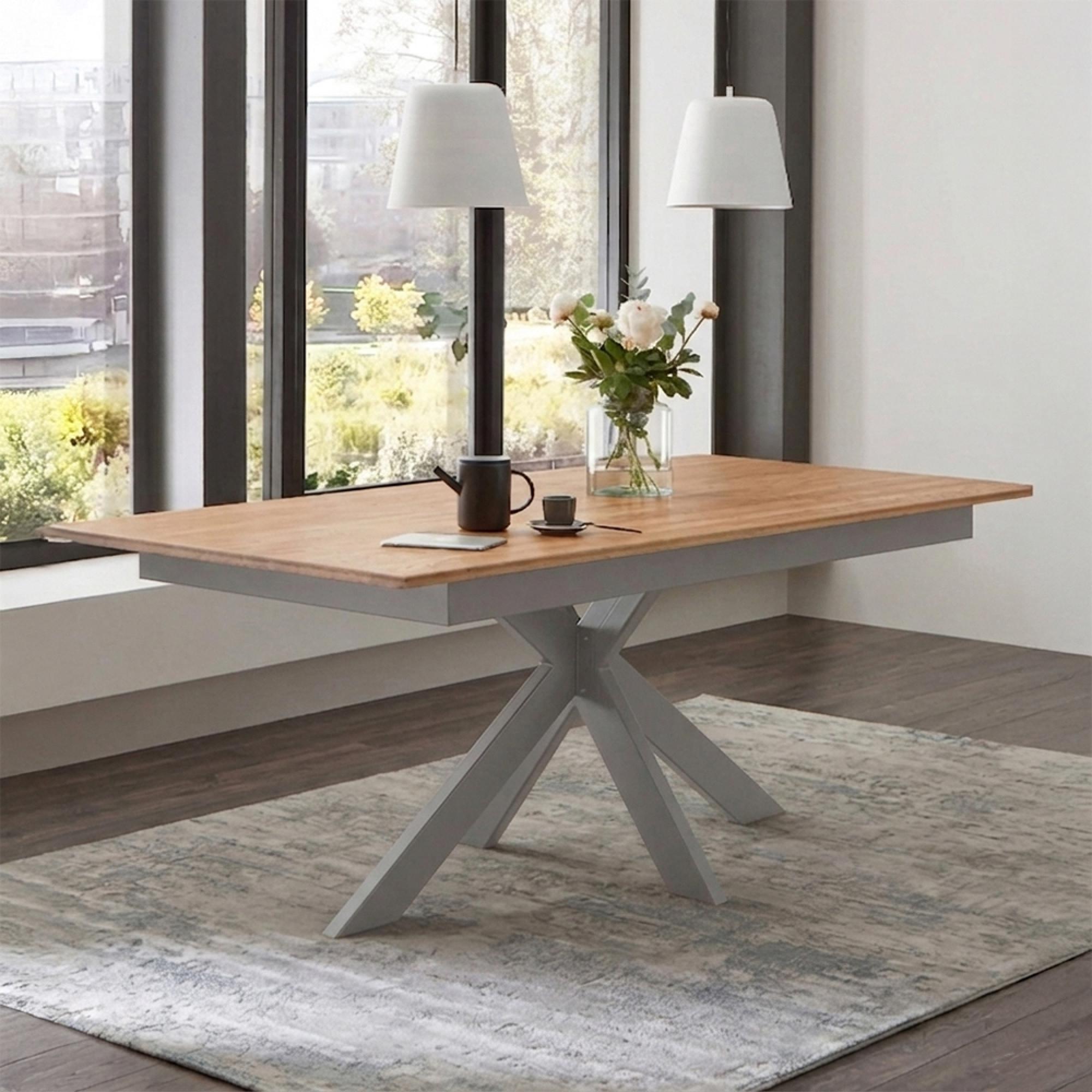 Boston Extending Dining Table - with Stainless Steel Spider Legs - Oiled Oak - Variation Available