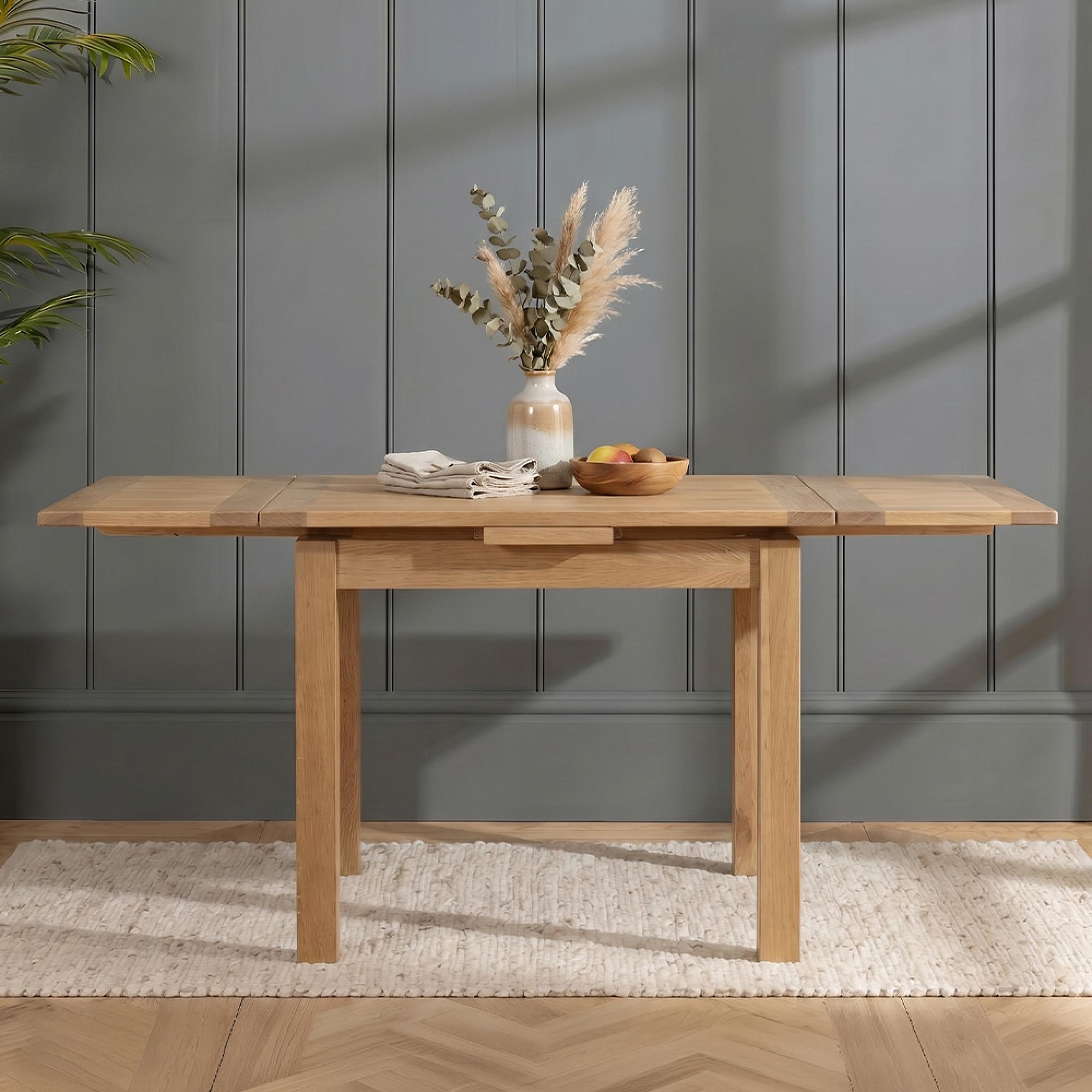 Hampshire Oak Drop Leaf Dining Table - 2-6 Seater - 90cm-160cm