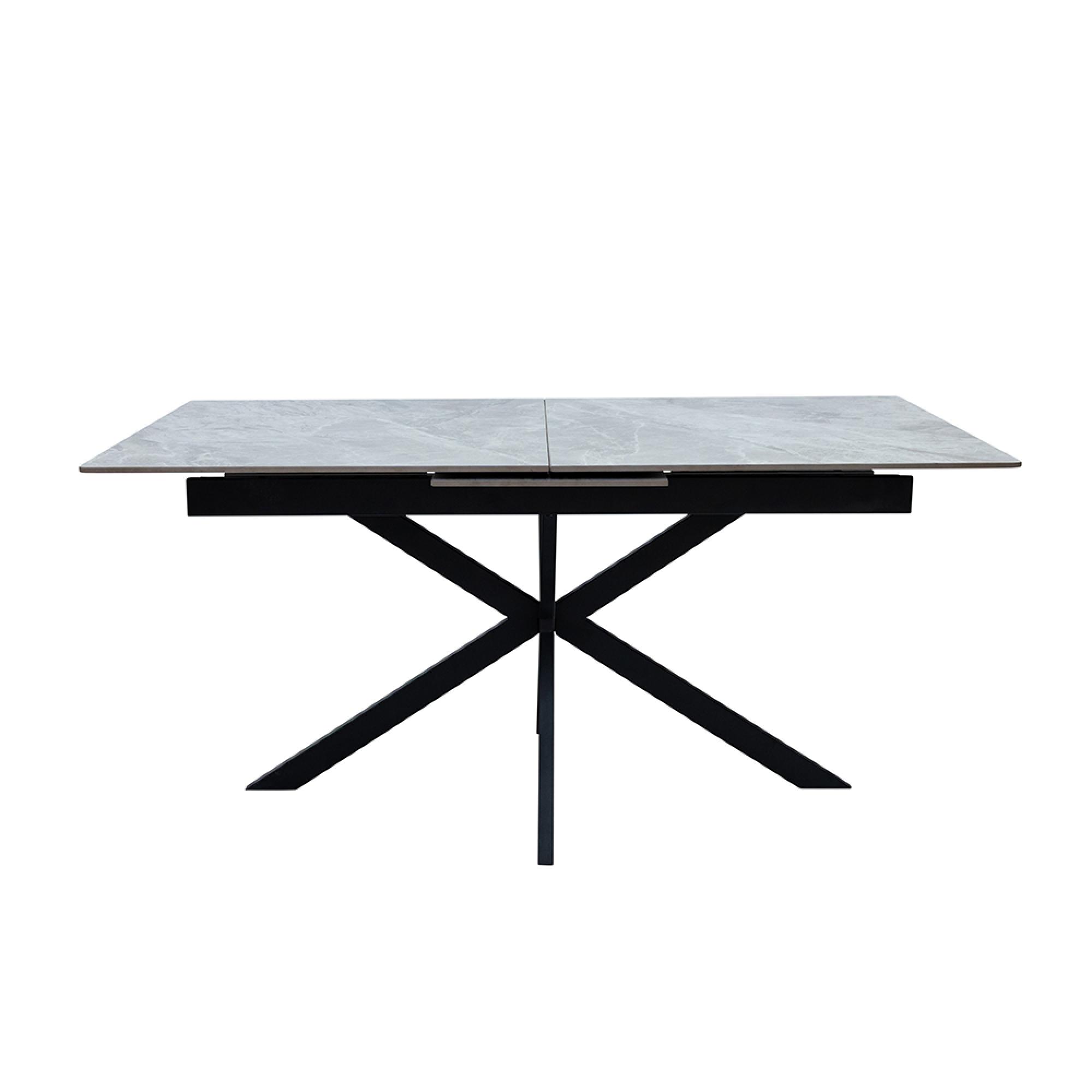 Arrigo Extending Dining Table - 6-8 Seater - 160cm-200cm - Italy Grey Marble - Black Star Base