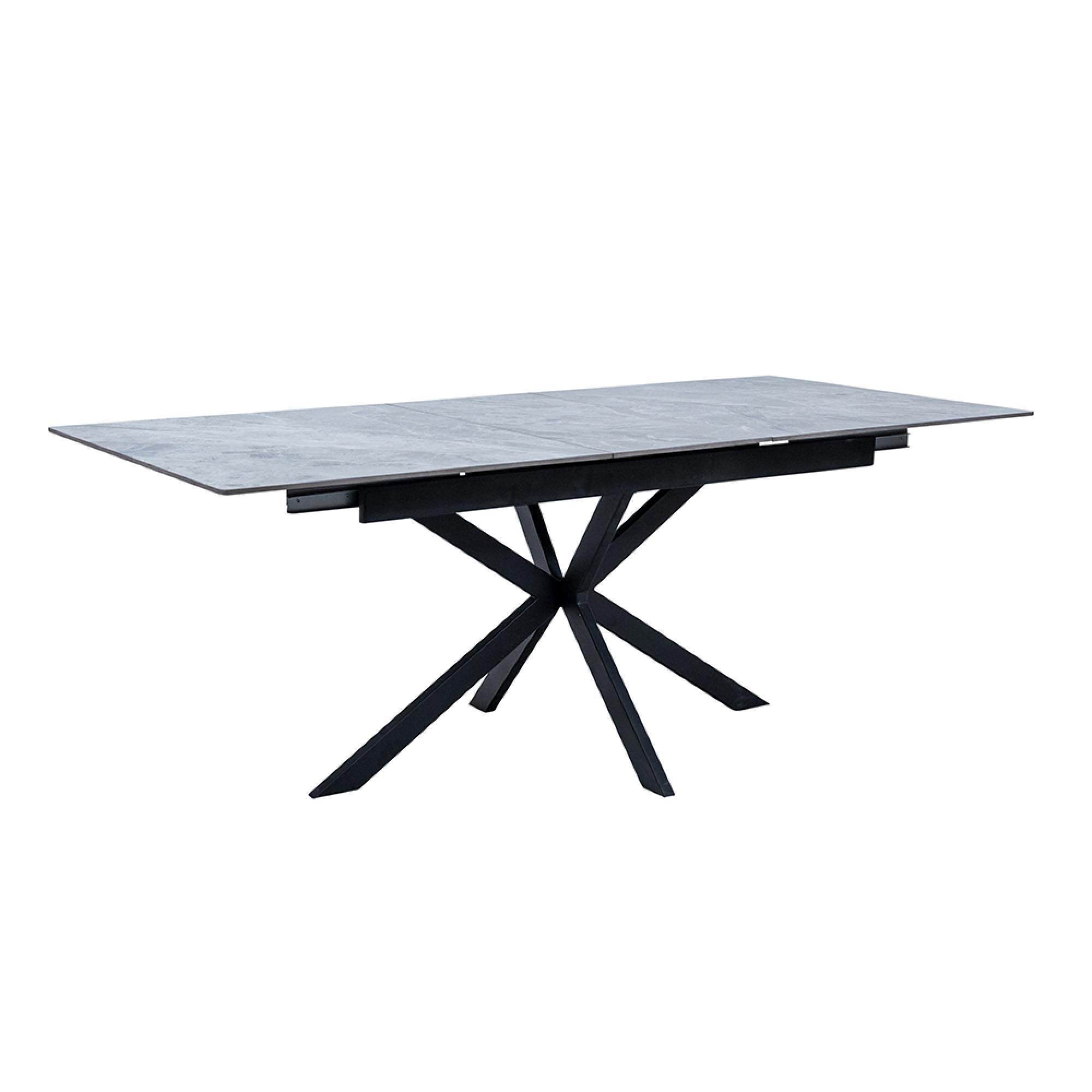 Arrigo Extending Dining Table - 6-8 Seater - 160cm-200cm - Italy Grey Marble - Black Star Base