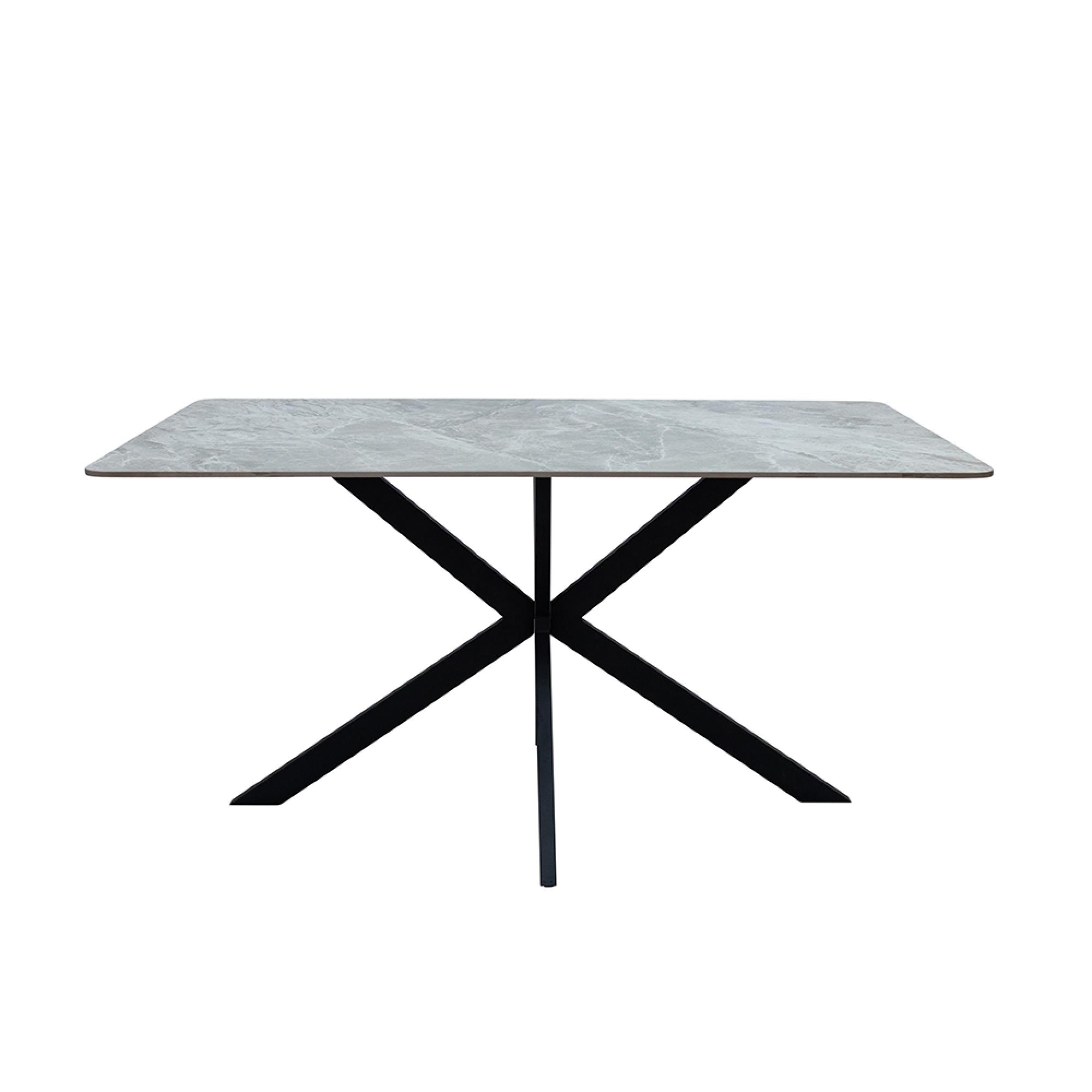Bardo Dining Table - 6 Seater - 150cm - Italy Grey Sintered Stone - Black Star Base