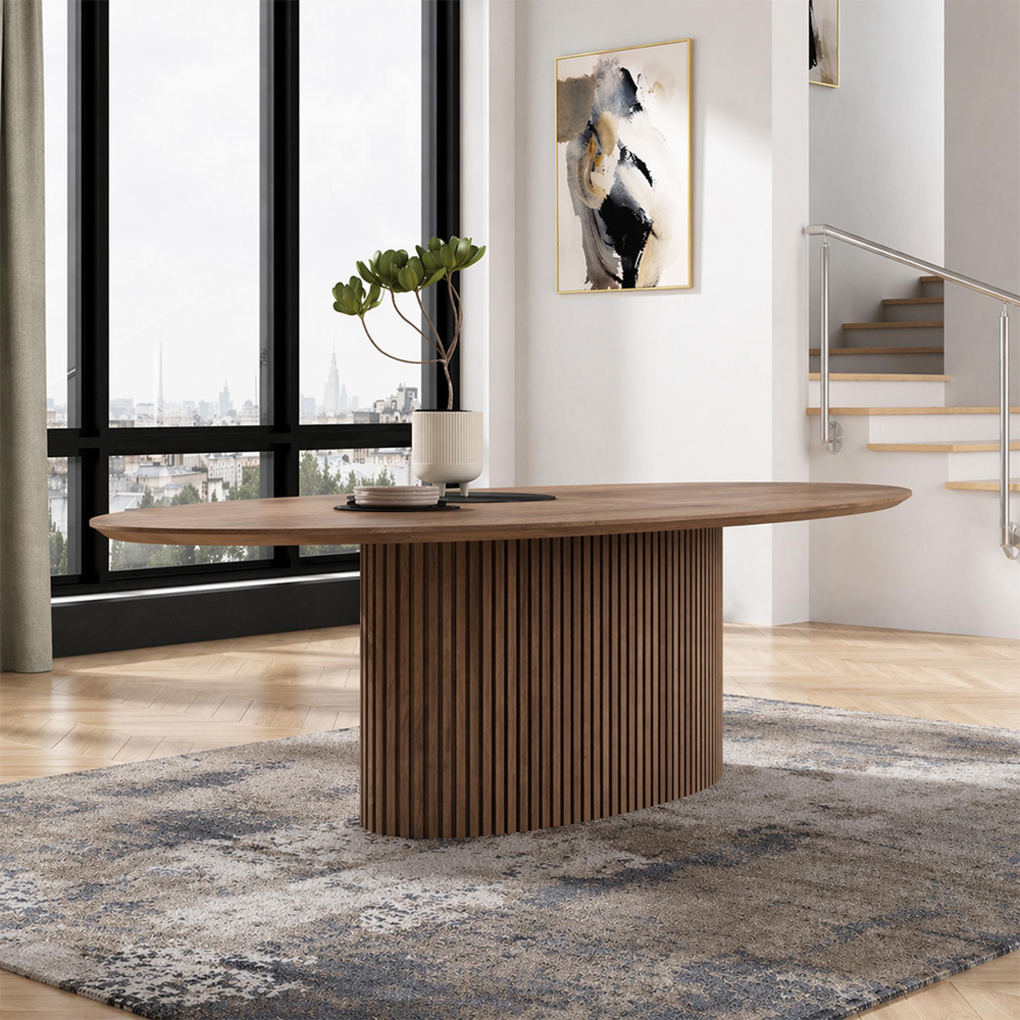 Timo Dining Table - Oval - with Slatted Base - Oiled Walnut - Variation Available