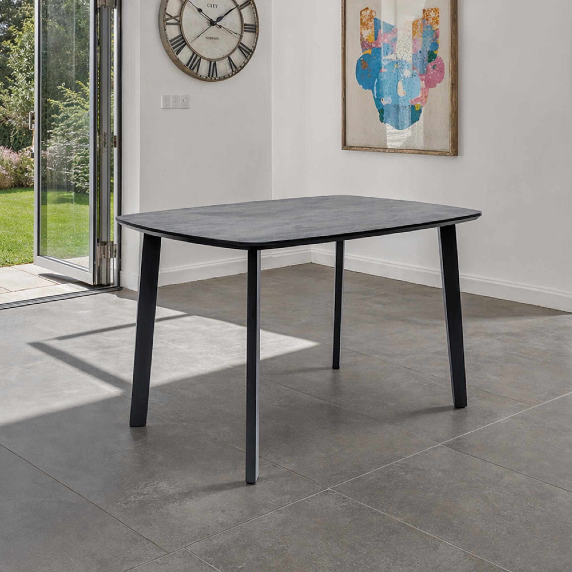 Faro Dining Table - 4 Seater - 120cm - Melamine - Charcoal