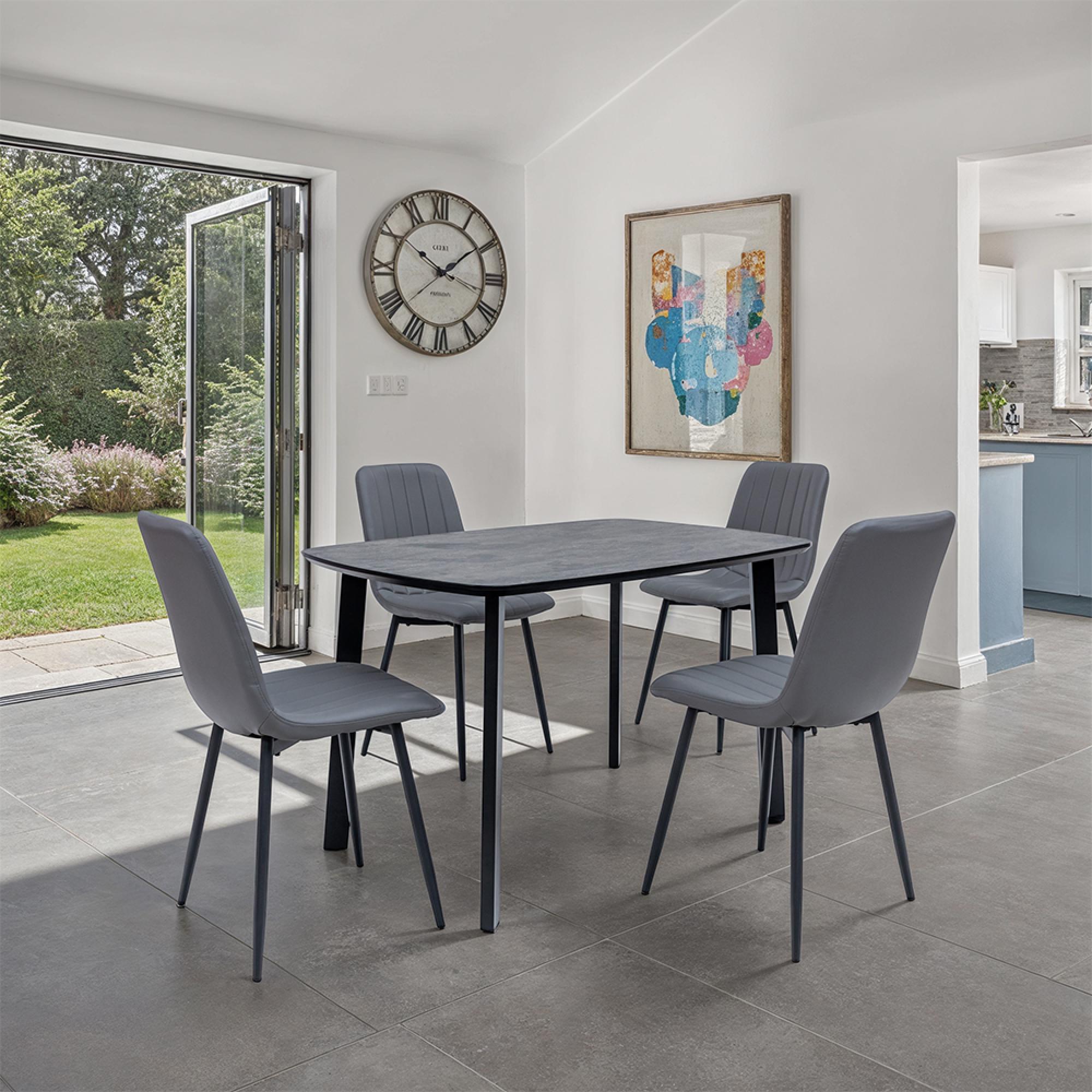 Faro Dining Table - 4 Seater - 120cm - Melamine - Charcoal
