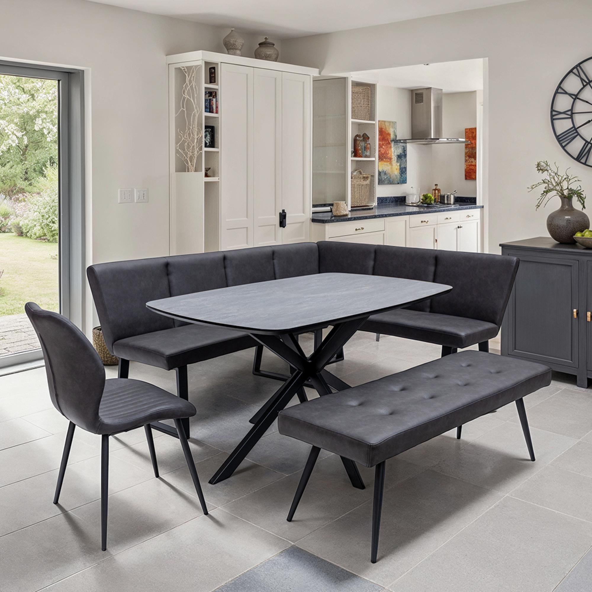 Faro Dining Table - 6 Seater - 150cm - Melamine - Charcoal
