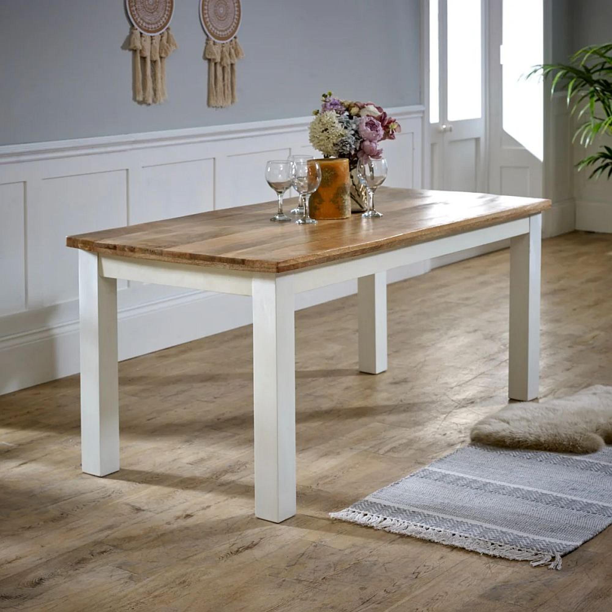 Alfie Dining Table - 6 Seater - 170cm - White - Mango Wood