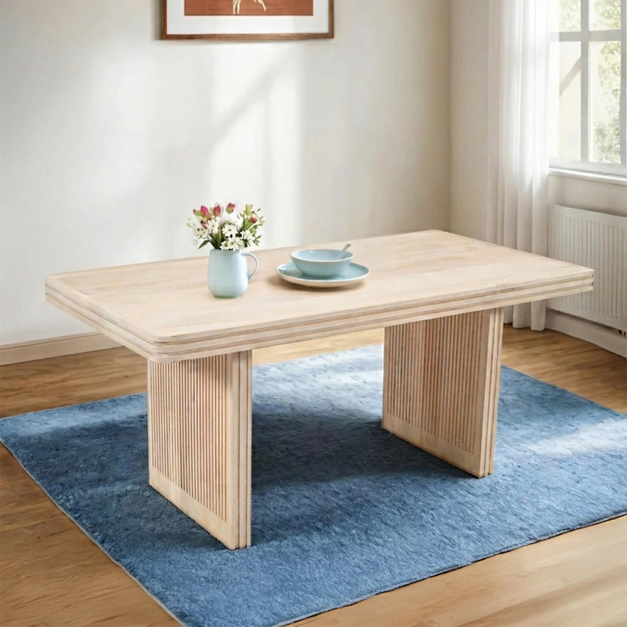 Hudson Dining Table - 6 Seater - 165cm - Ribbed - Mango Wood