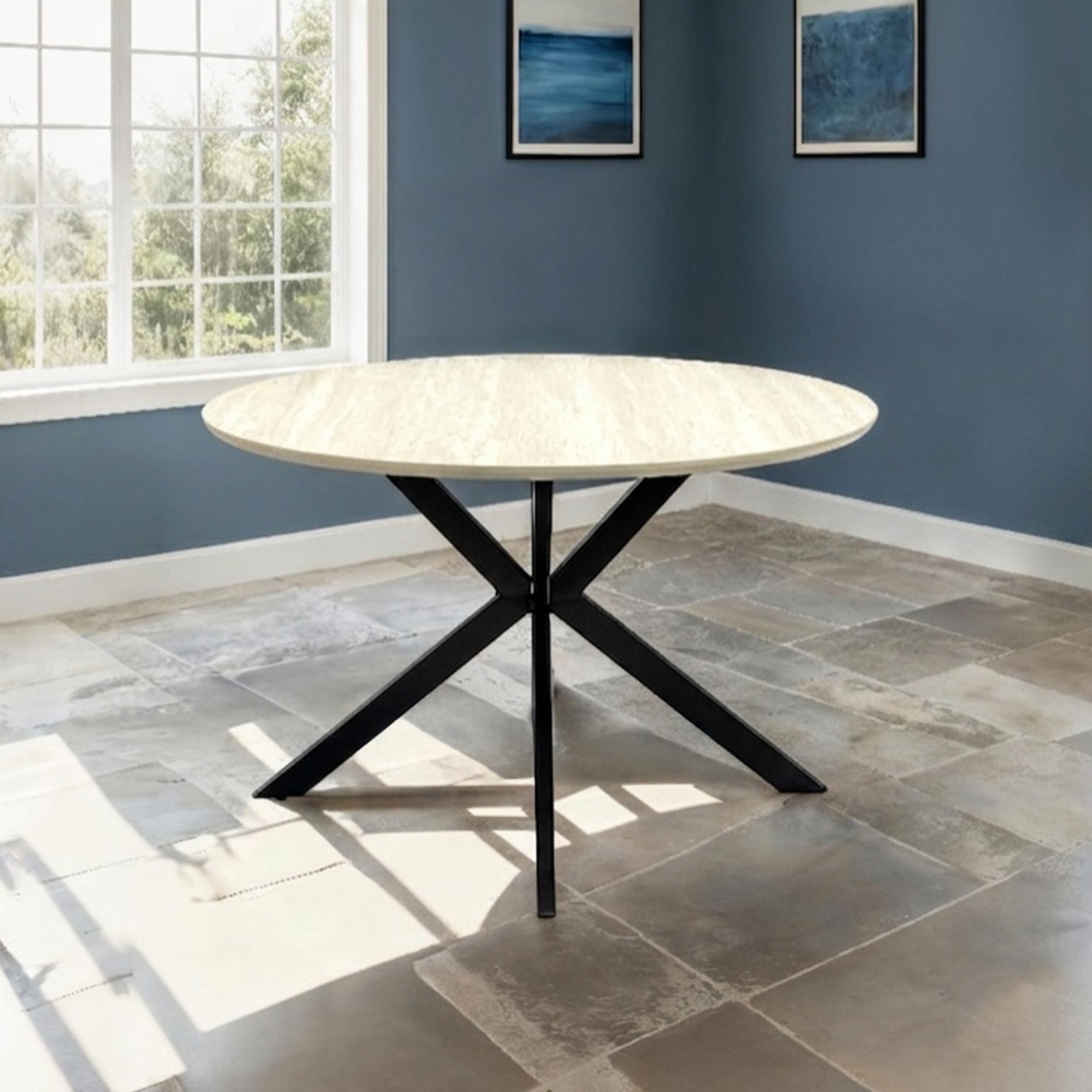 Rialto Dining Table - 4 Seater - 120cm - Round - Travertine