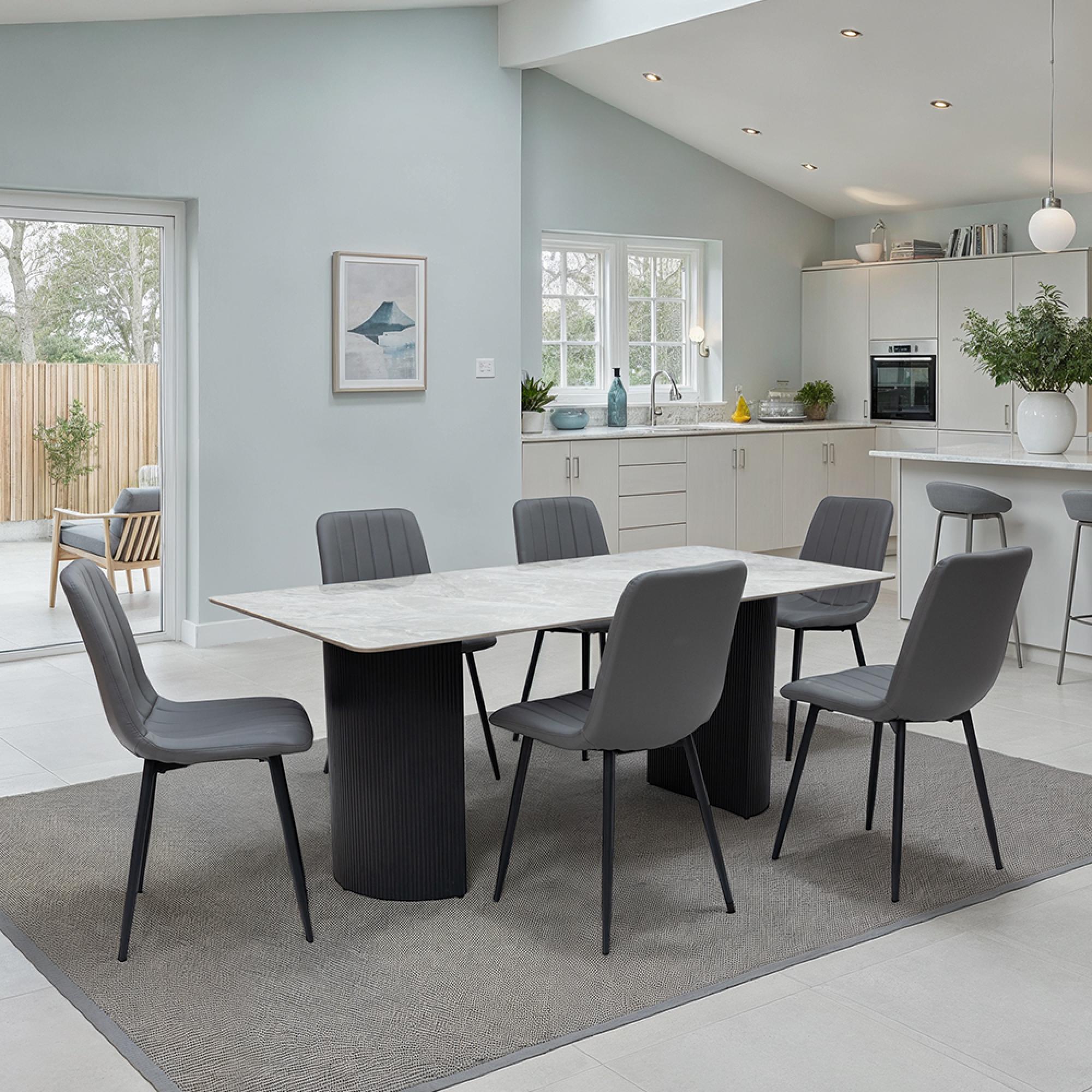 Messina Dining Table - 6 Seater - 180cm - Italy Grey