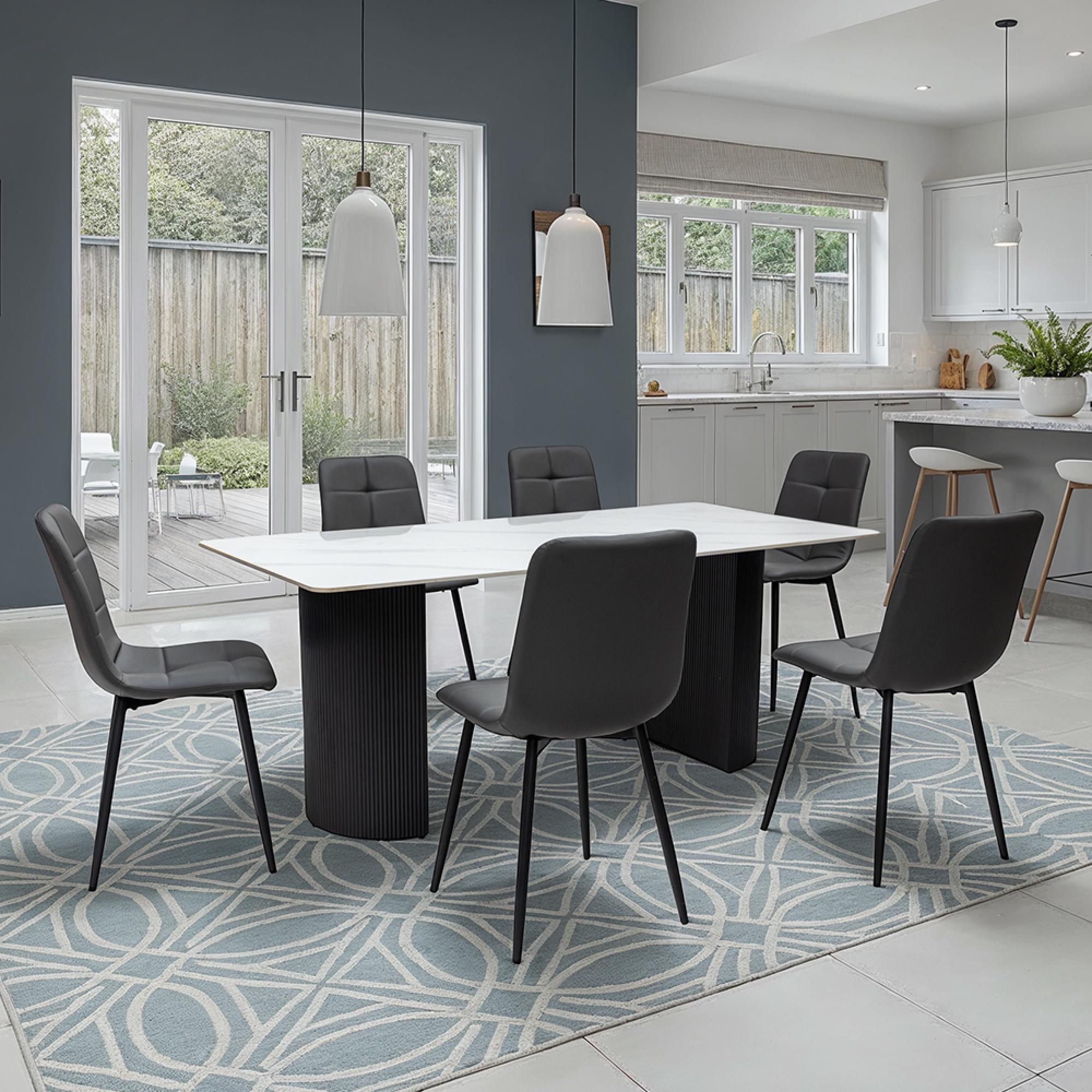 Messina Dining Table - 6 Seater - 180cm - Italy White