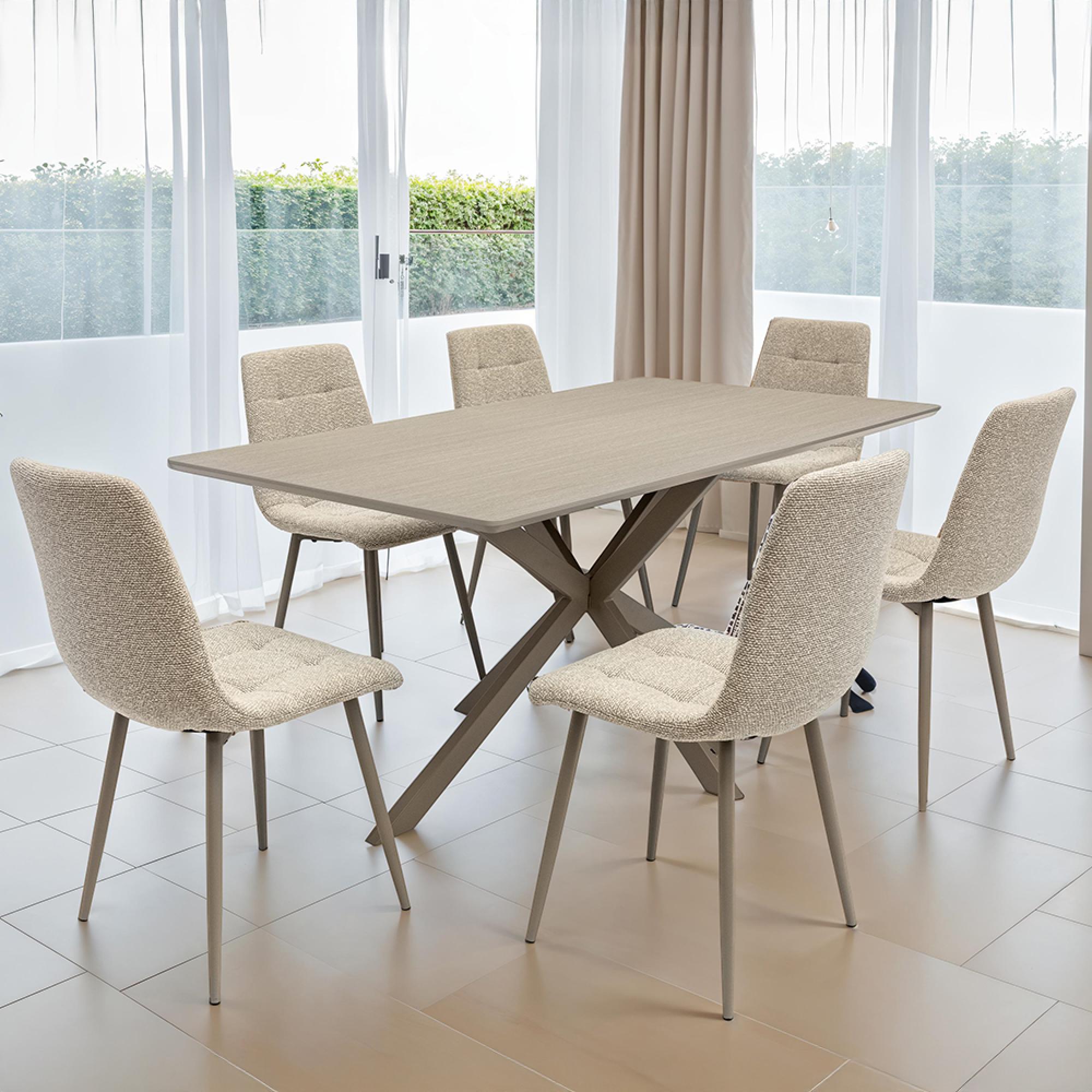 Modena Dining Table - 6 Seater - 160cm - Melamine - Grey