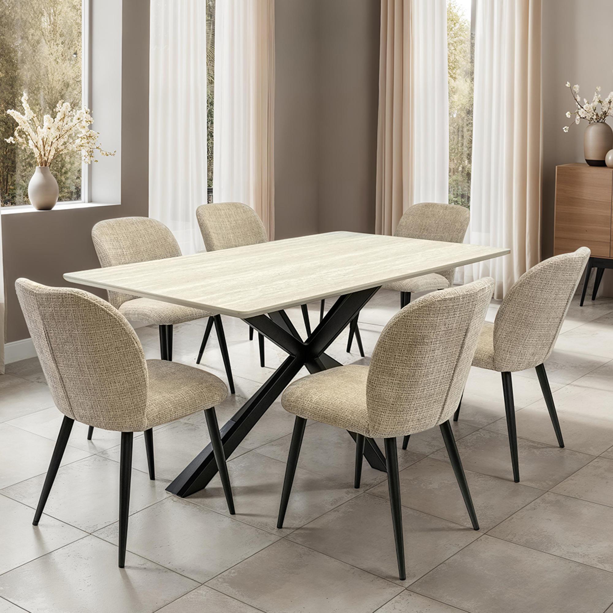 Rialto Dining Table - 6 Seater - 160cm - Travertine