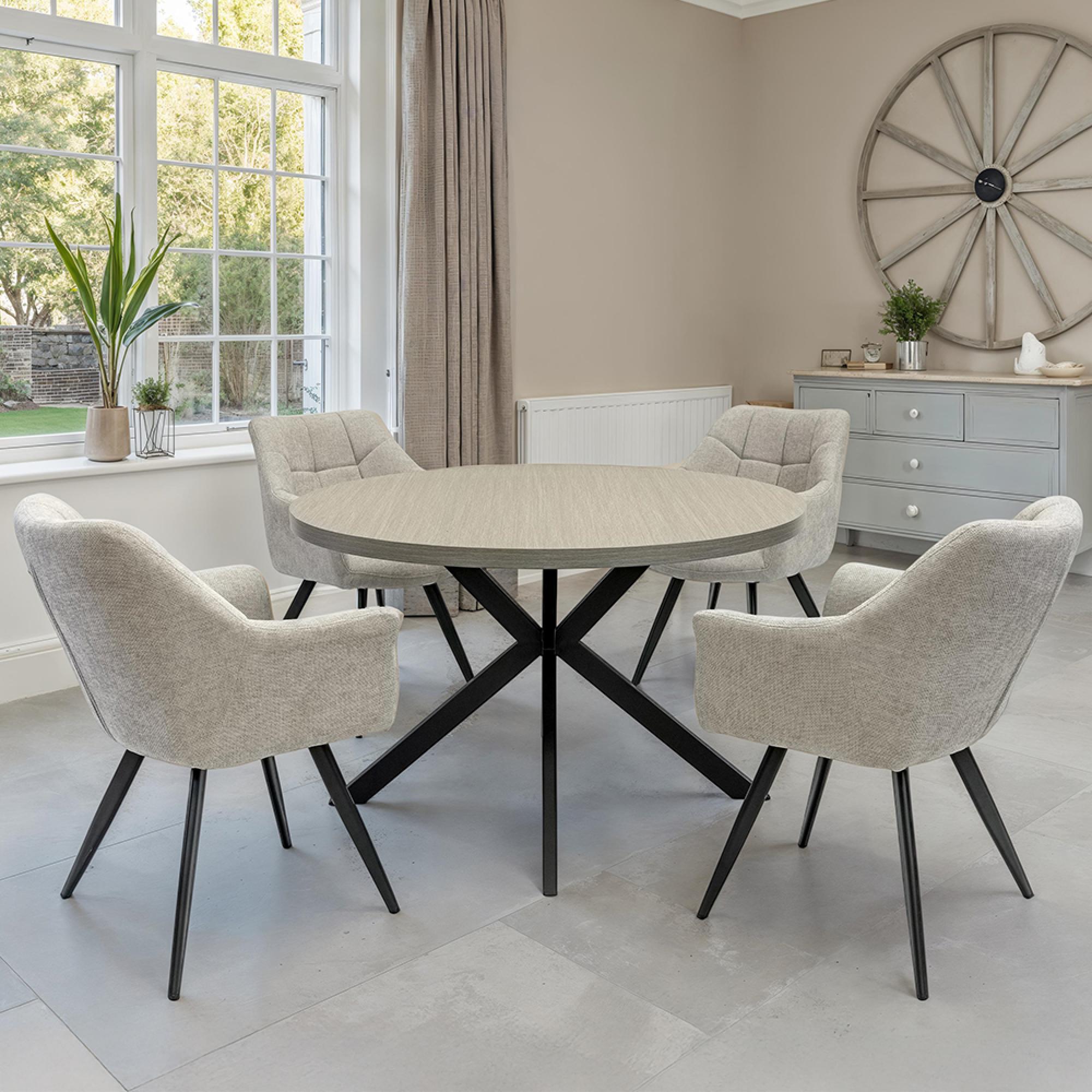 Russo Dining Table - 4 Seater - 120cm - Round - Melamine - Grey