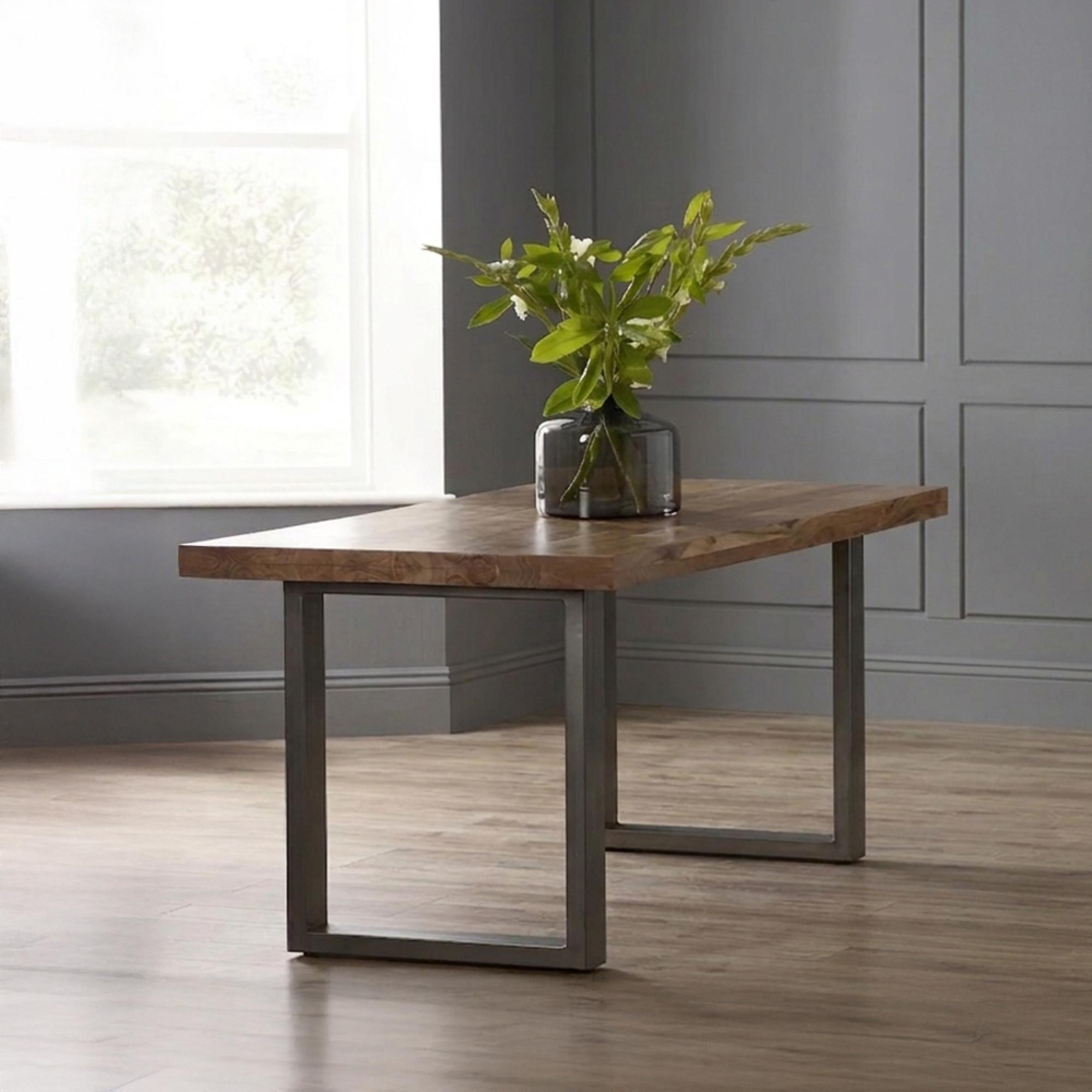 Metropolis Dining Table - 6 Seater - 160cm - Industrial - Solid Wood and Metal
