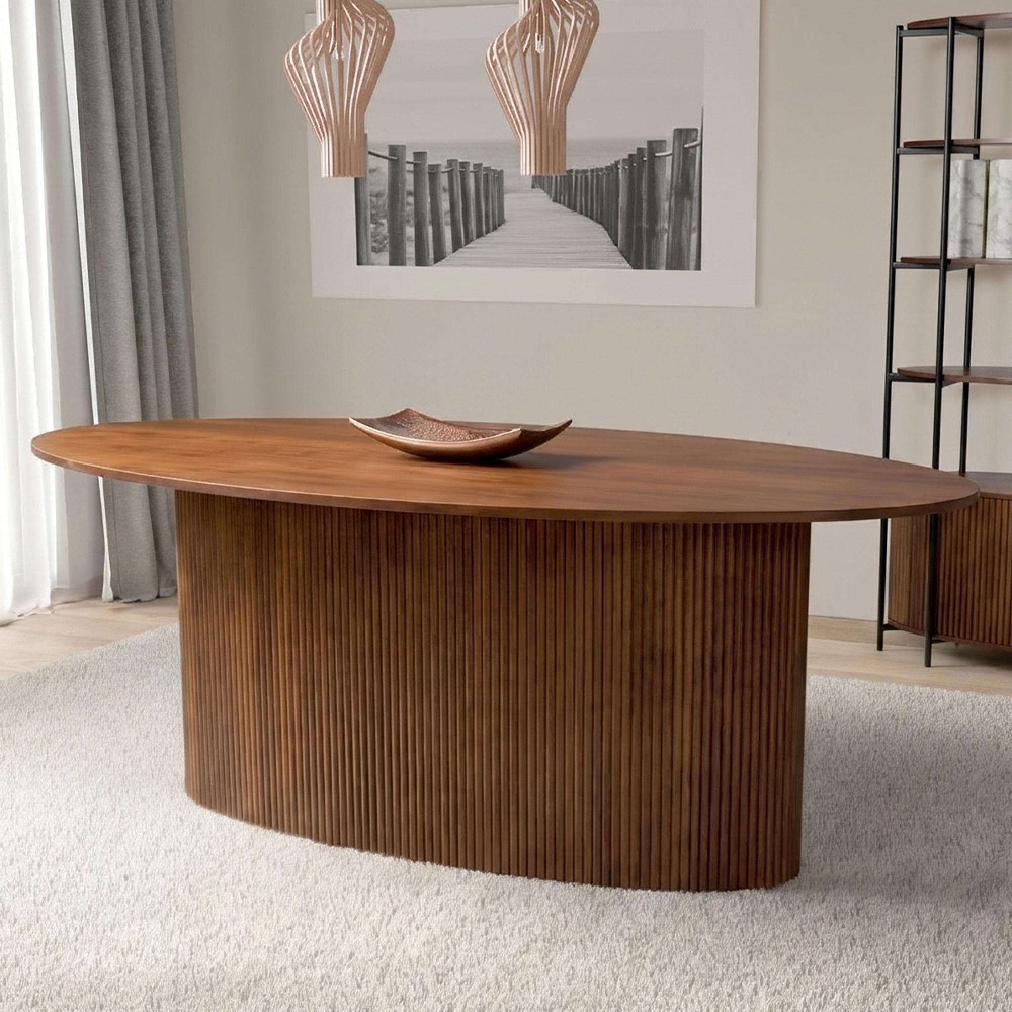 Panama Acacia Wood Dining Table - Oval - 8 Seater - 200cm