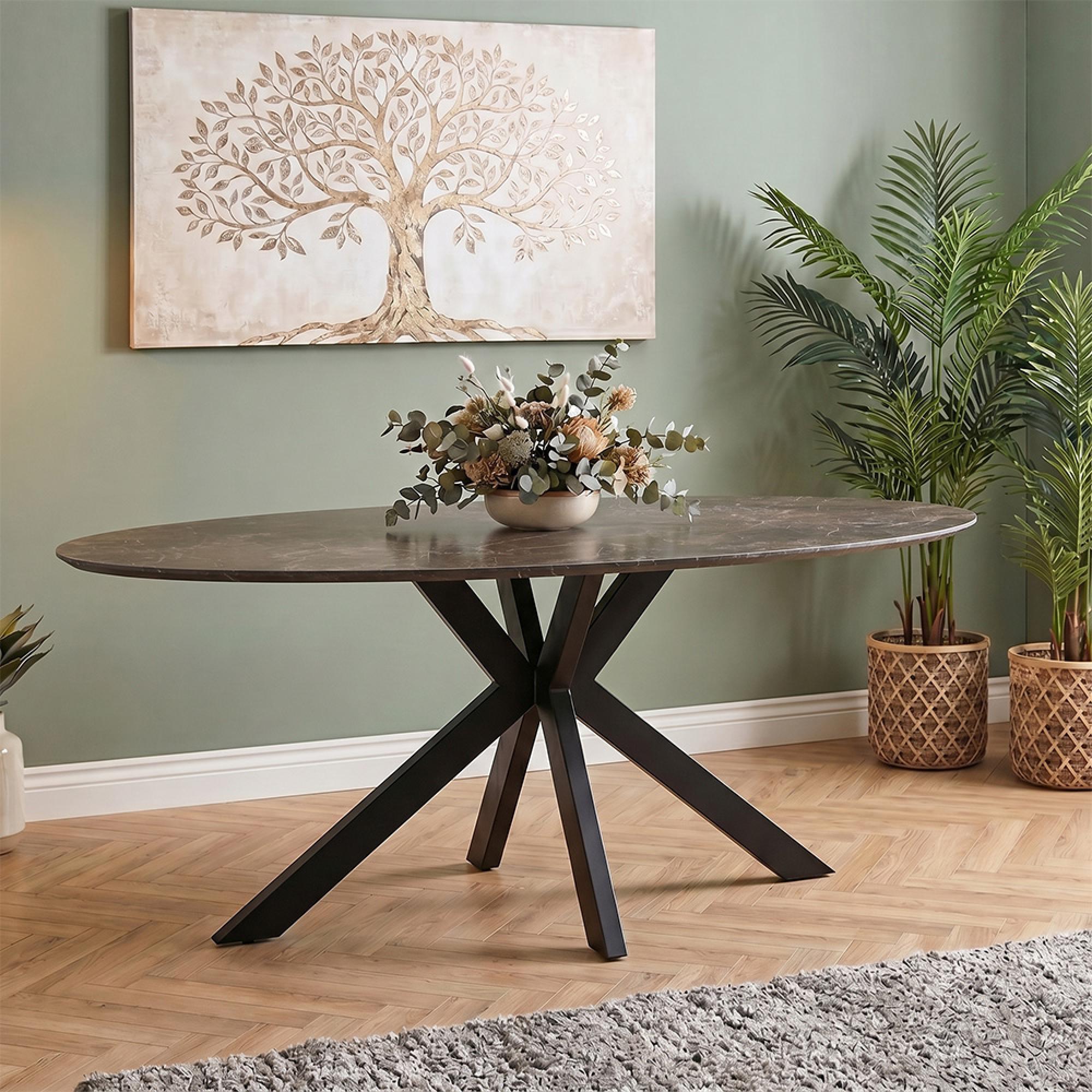 Galaxy Dining Table - Brown Ceramic - 6 Seater - 180cm - Oval