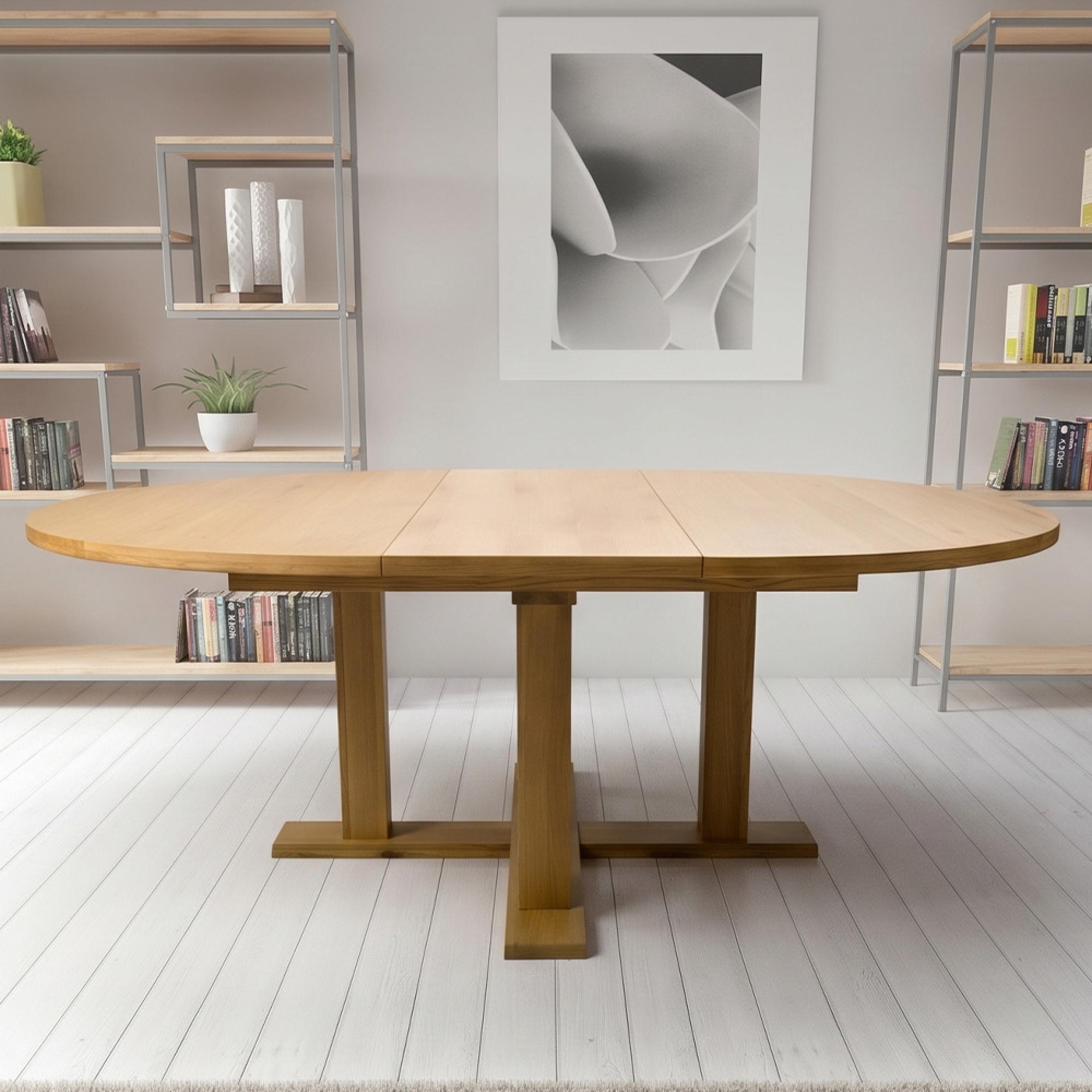 Madrid Extending Dining Table - Oak - Round - 6-8 Seater - 160cm-210cm