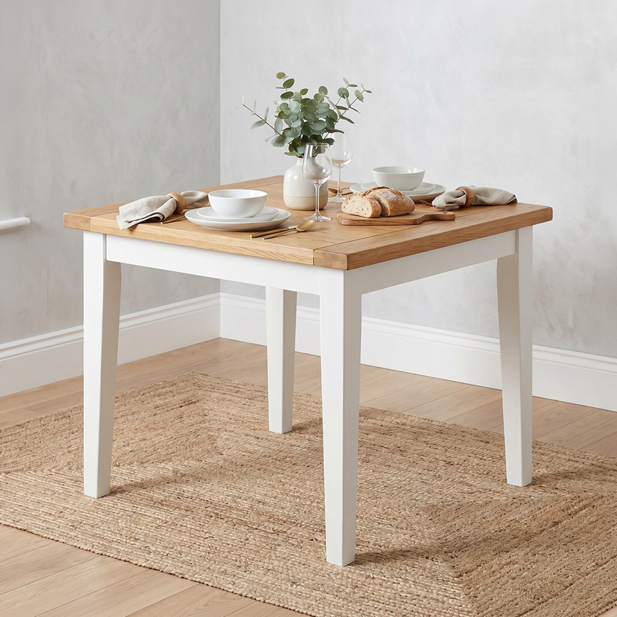 Melbourne Dining Table - 2 Seater - 90cm - White and Wood