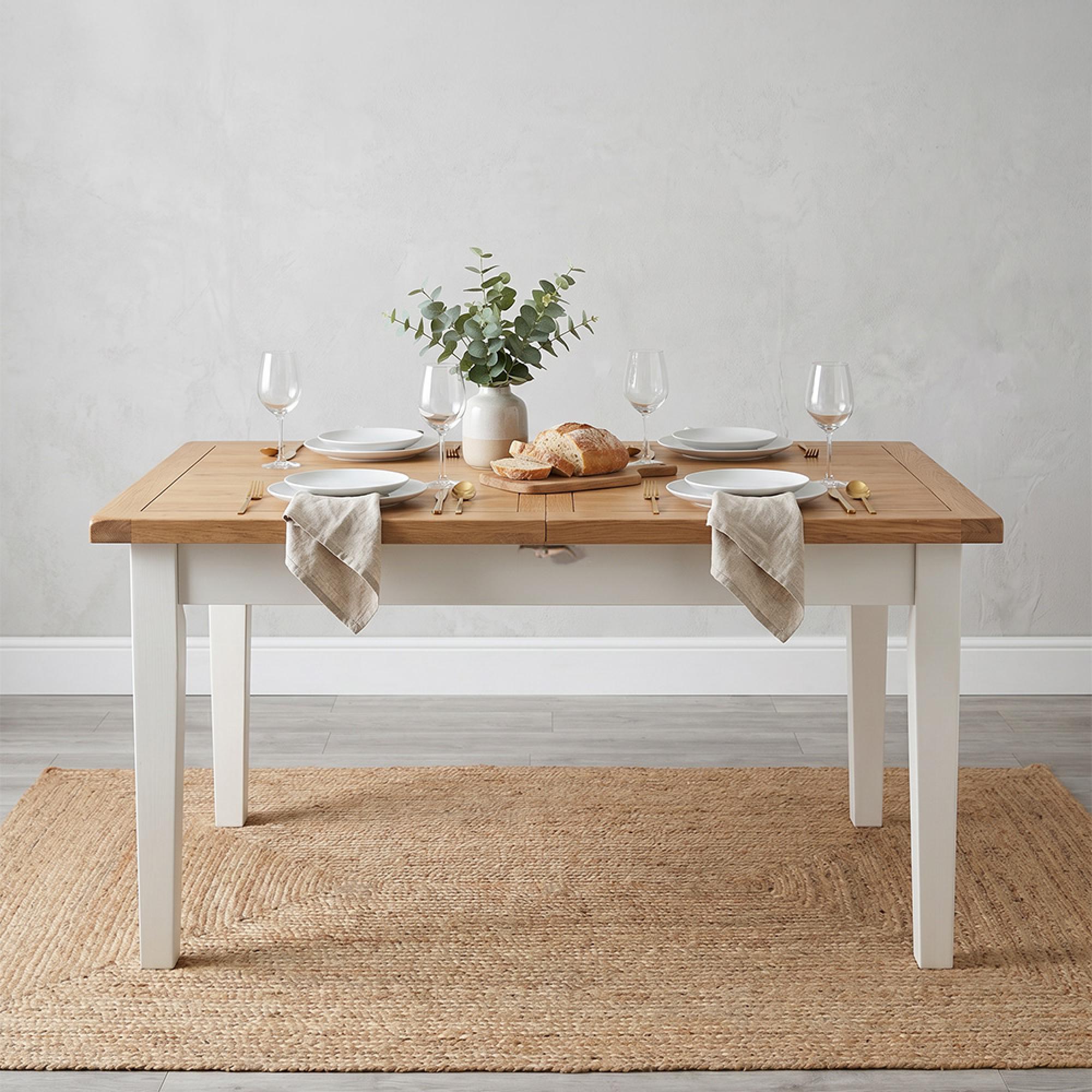 Melbourne Dining Table - 4 Seater - 120cm - White and Wood
