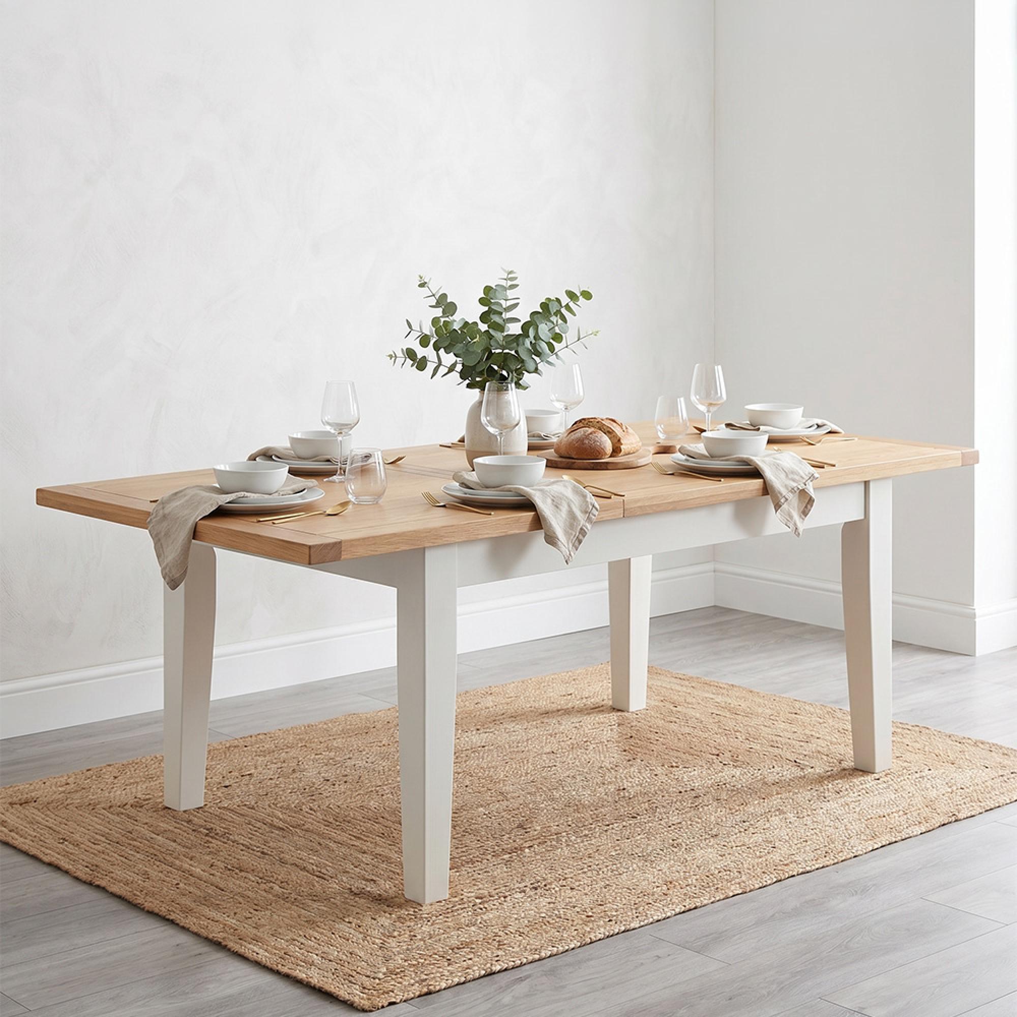 Melbourne Dining Table - 6 Seater - 160cm - White and Wood