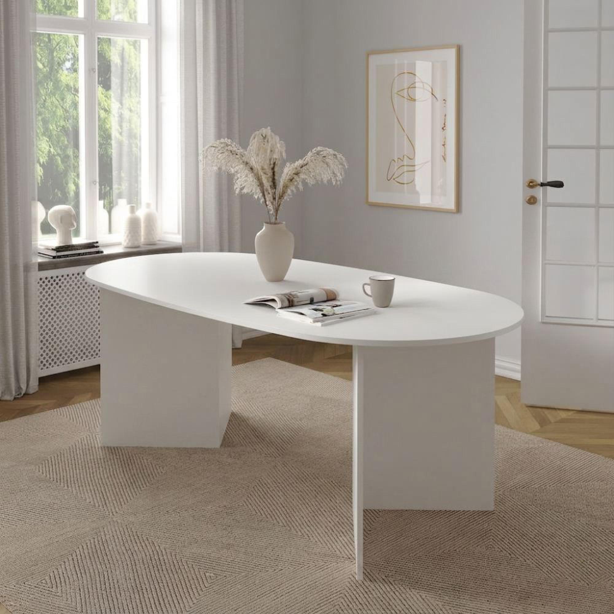 Family Dining Table - 8 Seater - 200cm - Oval - White
