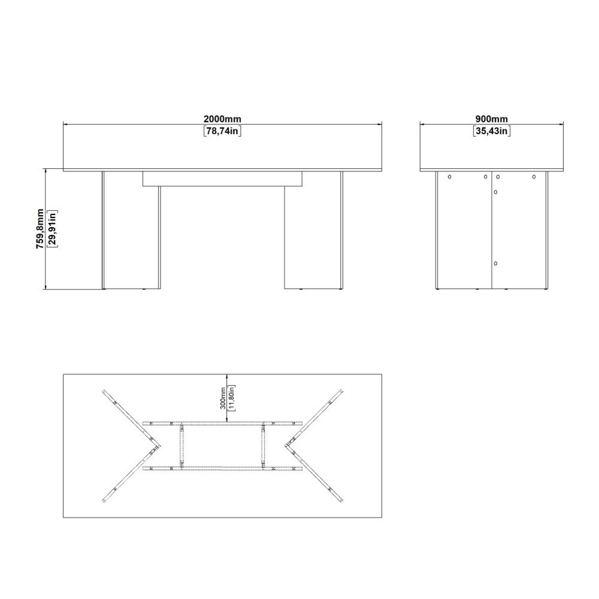 Family Dining Table - 8 Seater - 200cm - Cashmere