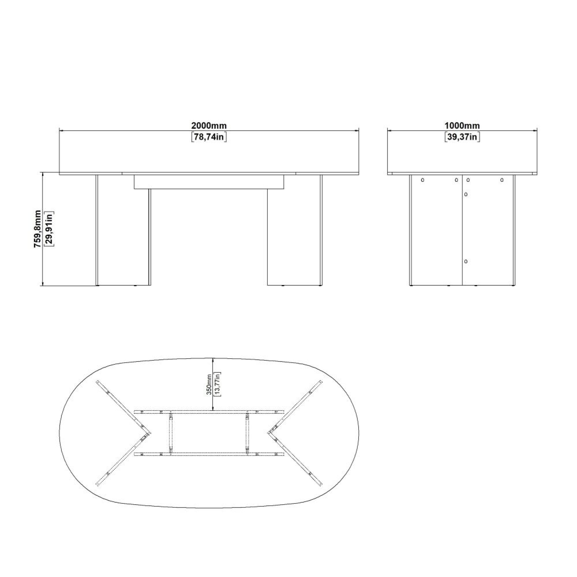 Family Dining Table - 8 Seater - 200cm - Oval - Cashmere