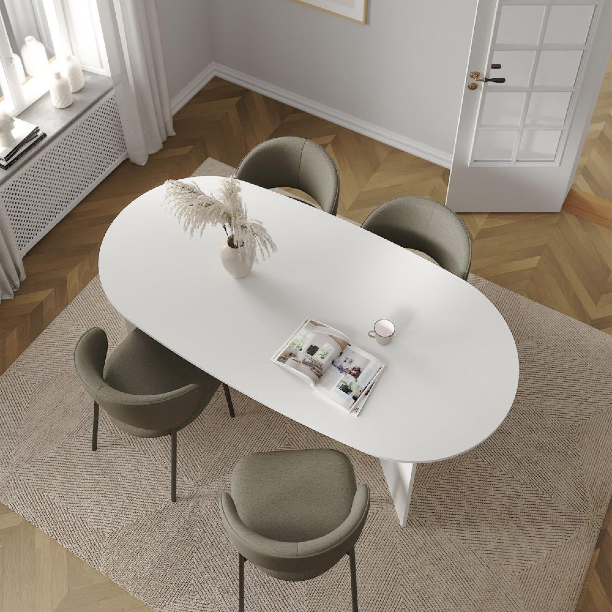 Family Dining Table - 8 Seater - 200cm - Oval - White