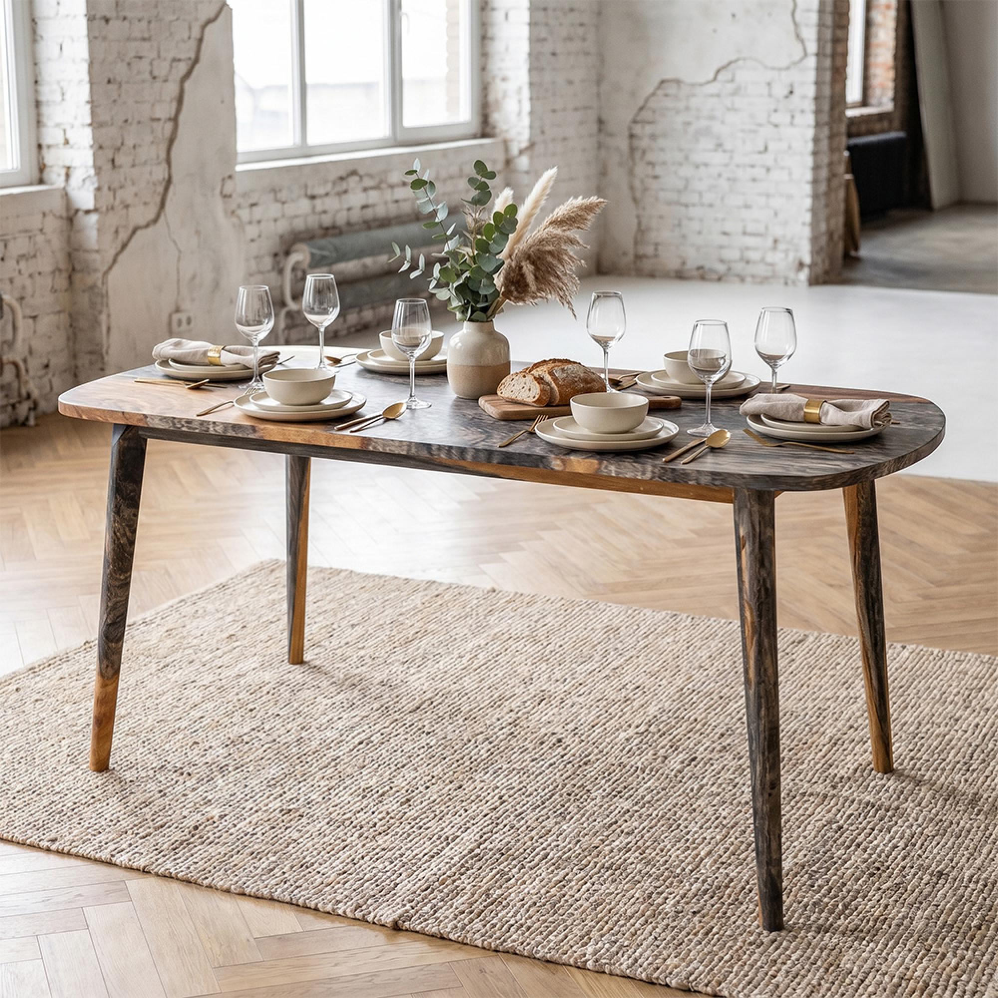 Goa Dining Table - 6 Seater - 175cm - Dark Sheesham Wood