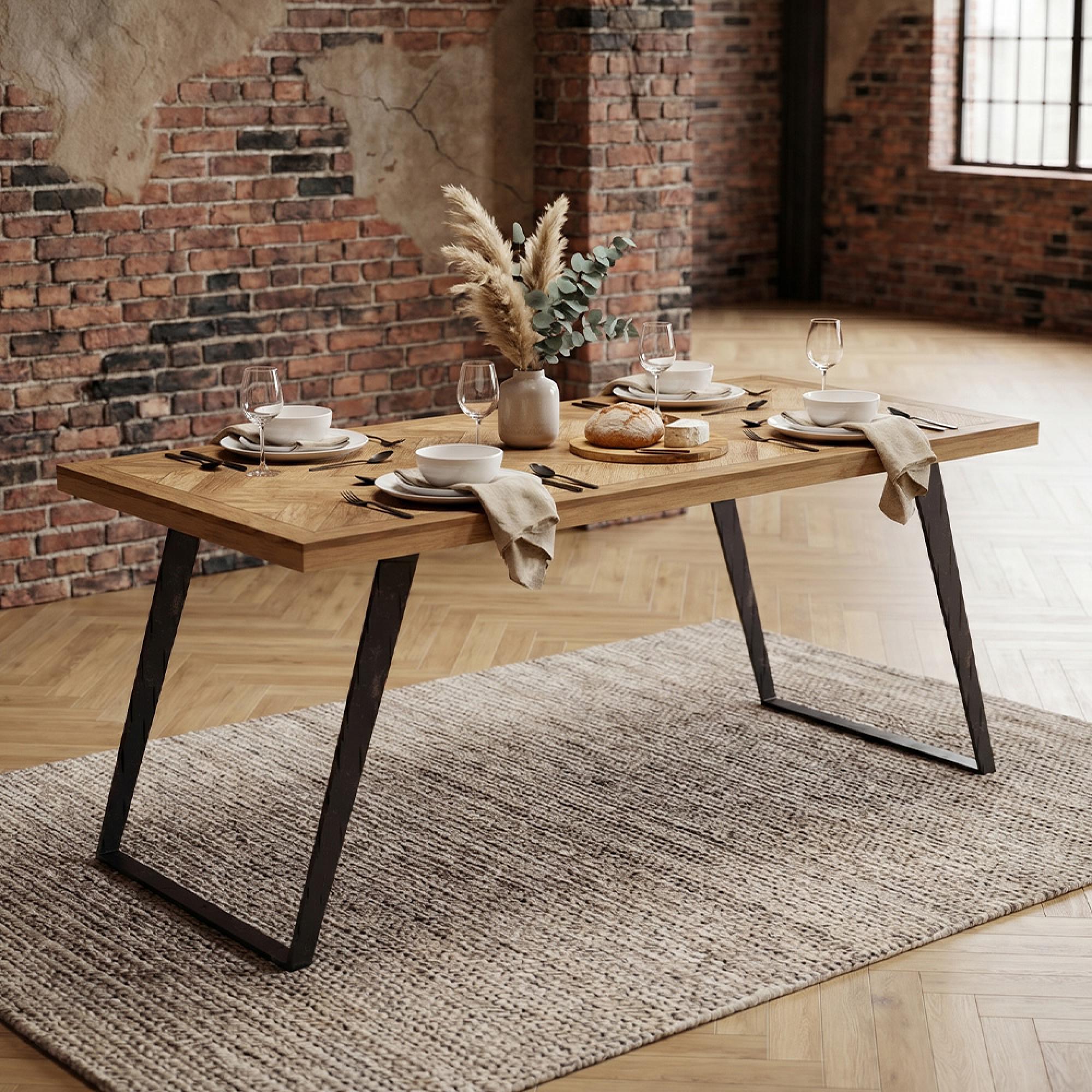 Agra Dining Table - 6 Seater - 175cm - Parquet