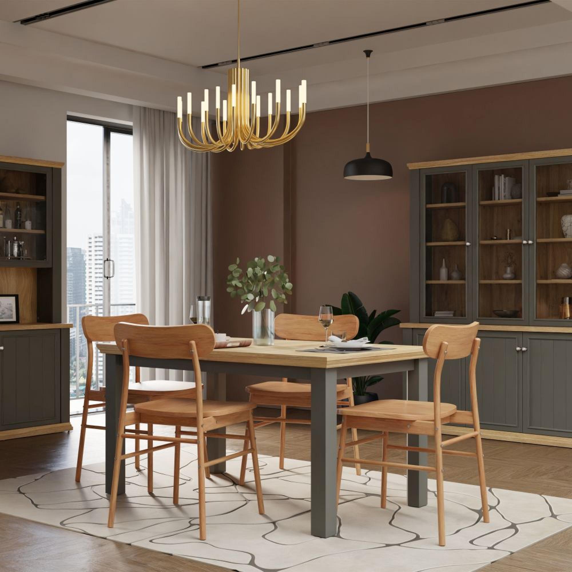 Pontypool Dining Table - 6-8 Seater - 150cm-200cm - Extending - Dark Grey and Light Oak
