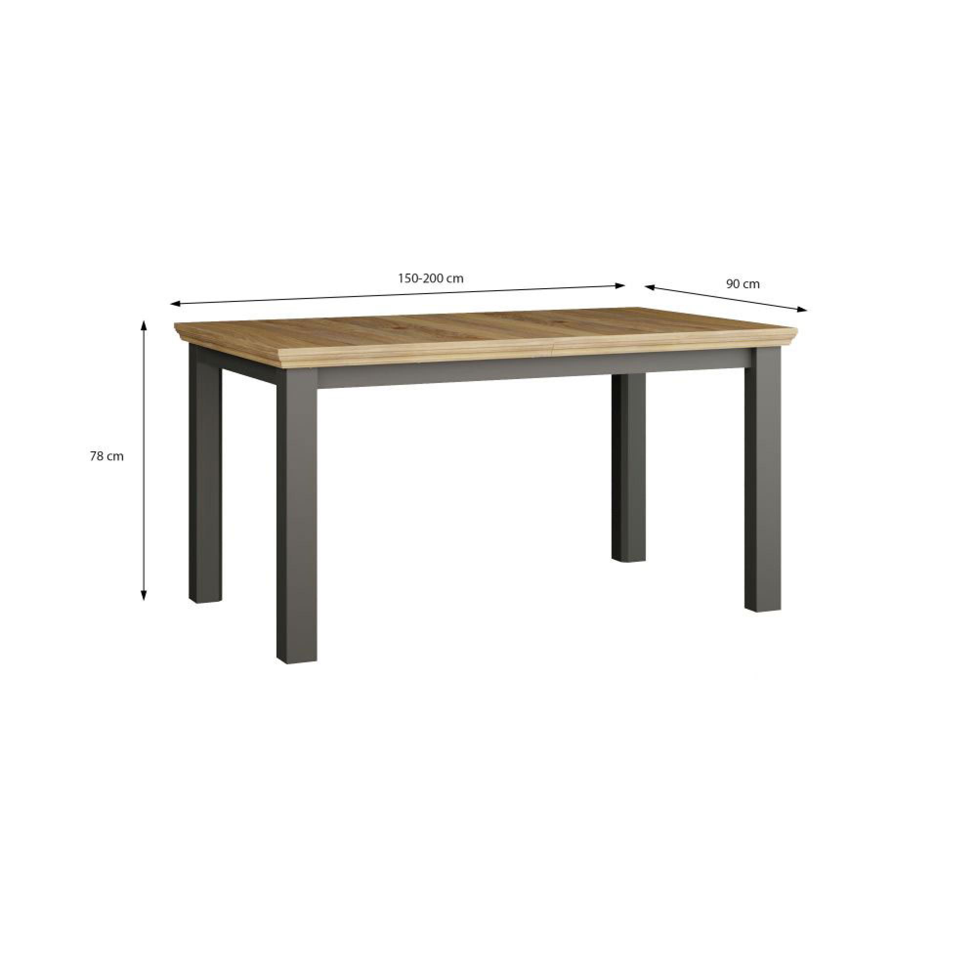 Pontypool Dining Table - 6-8 Seater - 150cm-200cm - Extending - Dark Grey and Light Oak