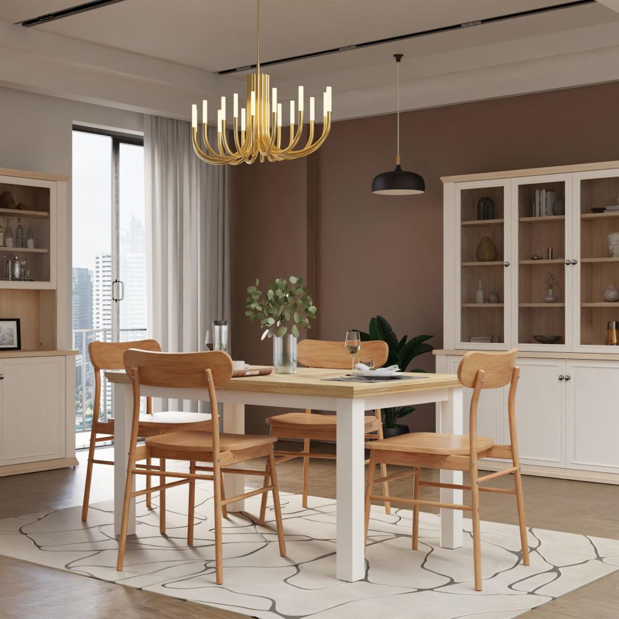 Pontypool Dining Table - 6-8 Seater - 150cm-200cm - Extending - White and Riva Oak
