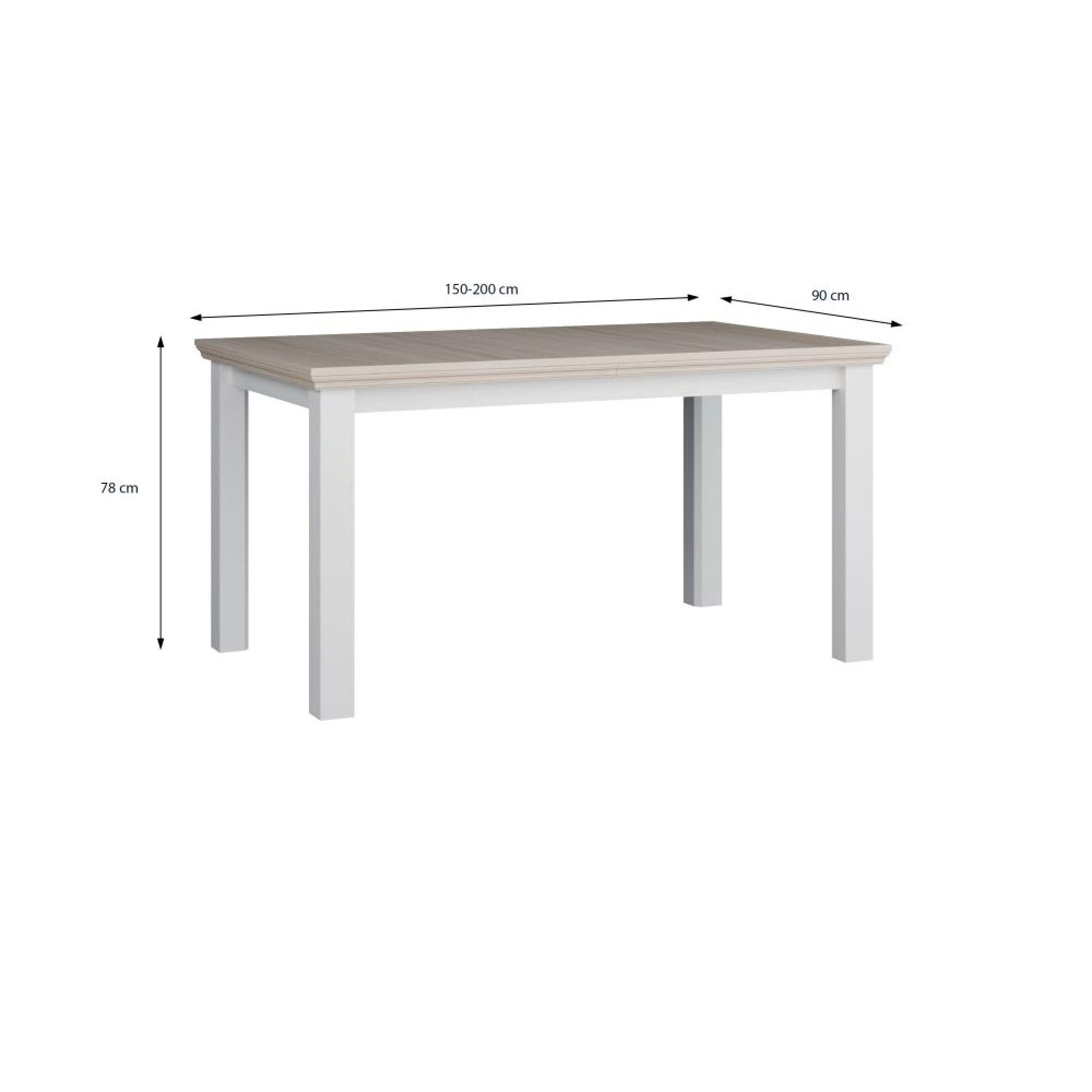 Pontypool Dining Table - 6-8 Seater - 150cm-200cm - Extending - White and Riva Oak