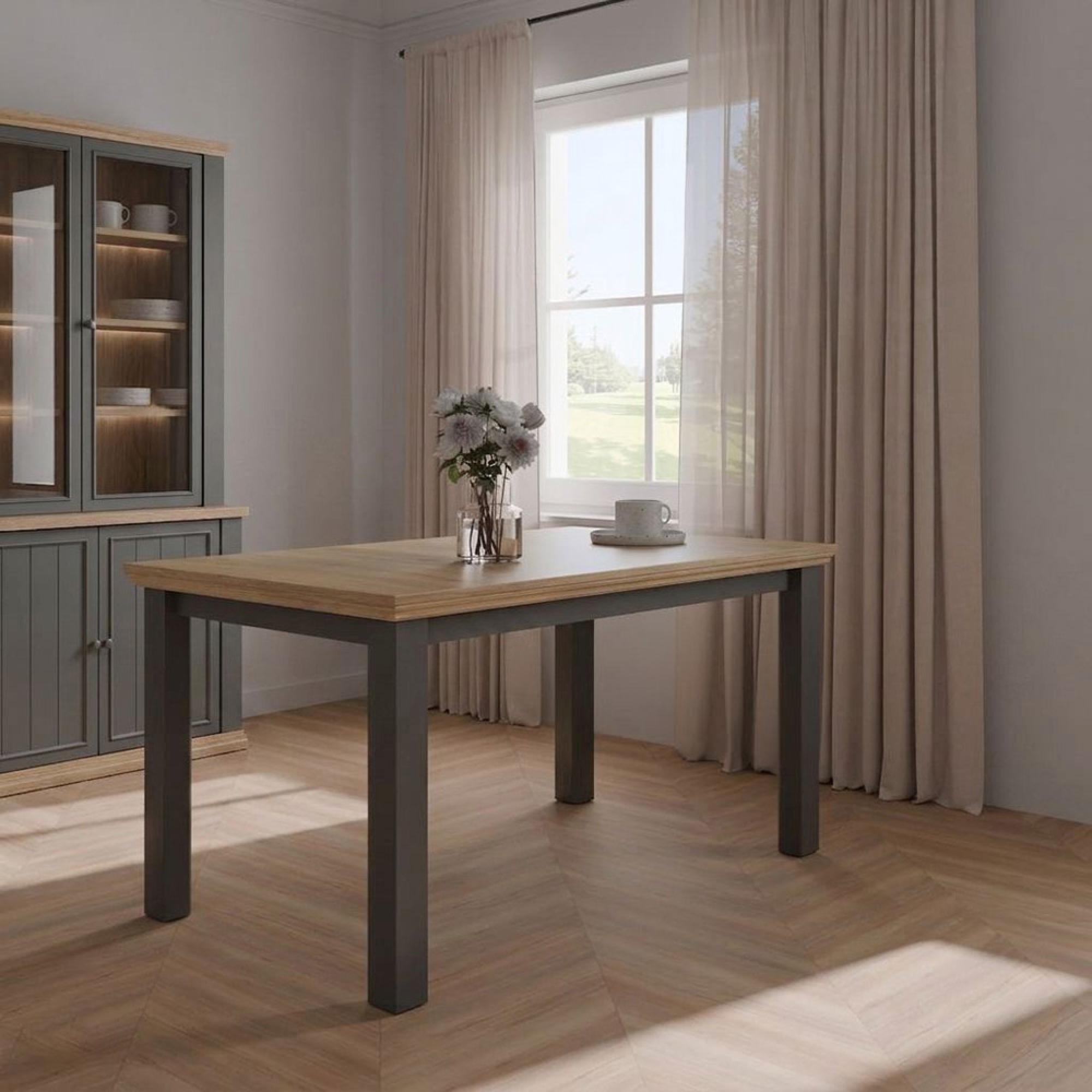 Pontypool Dining Table - 6-8 Seater - 150cm-200cm - Extending - Dark Grey and Light Oak